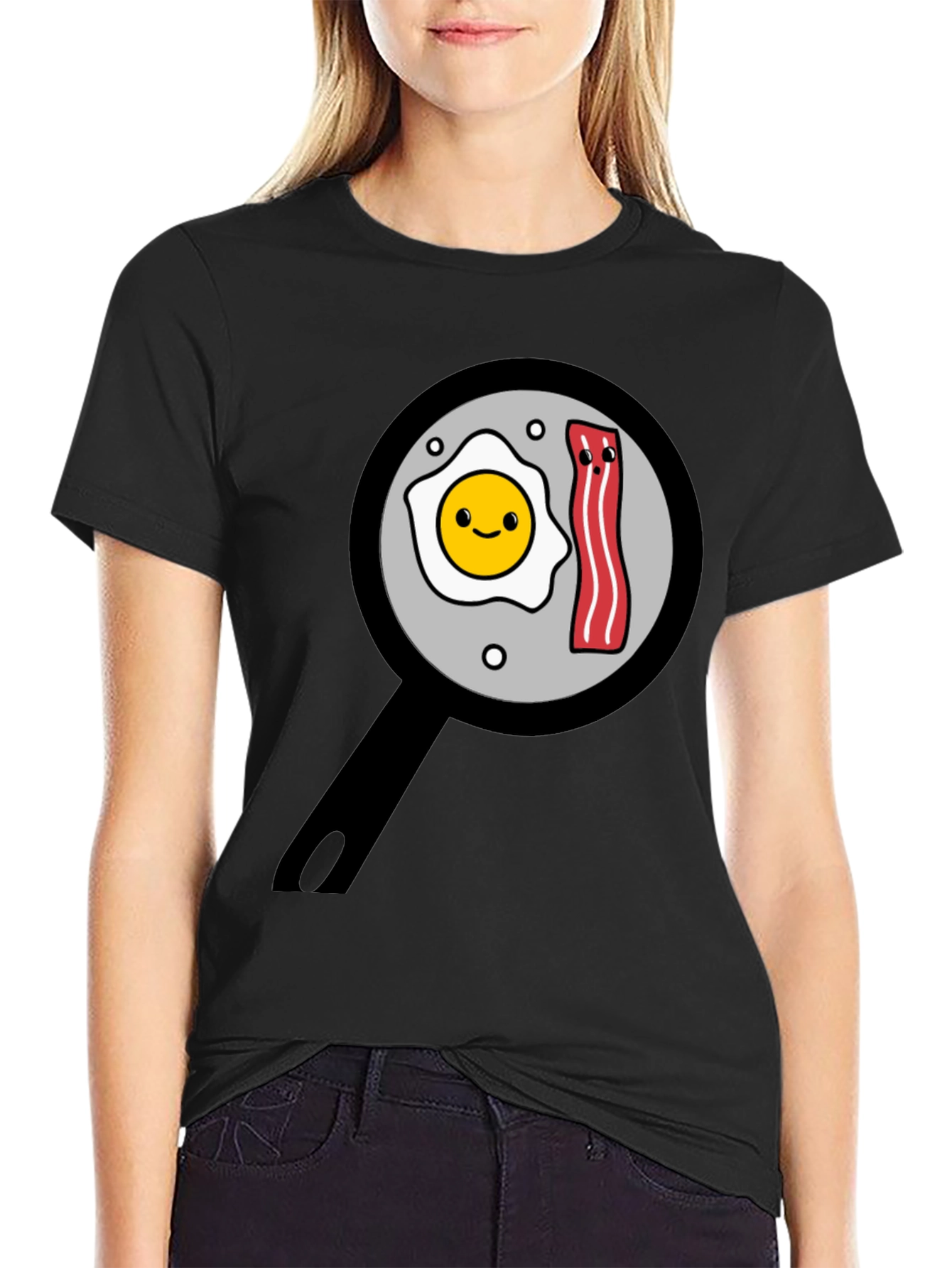 Funny Breakfast T-Shirt - Egg and Bacon Pan Design