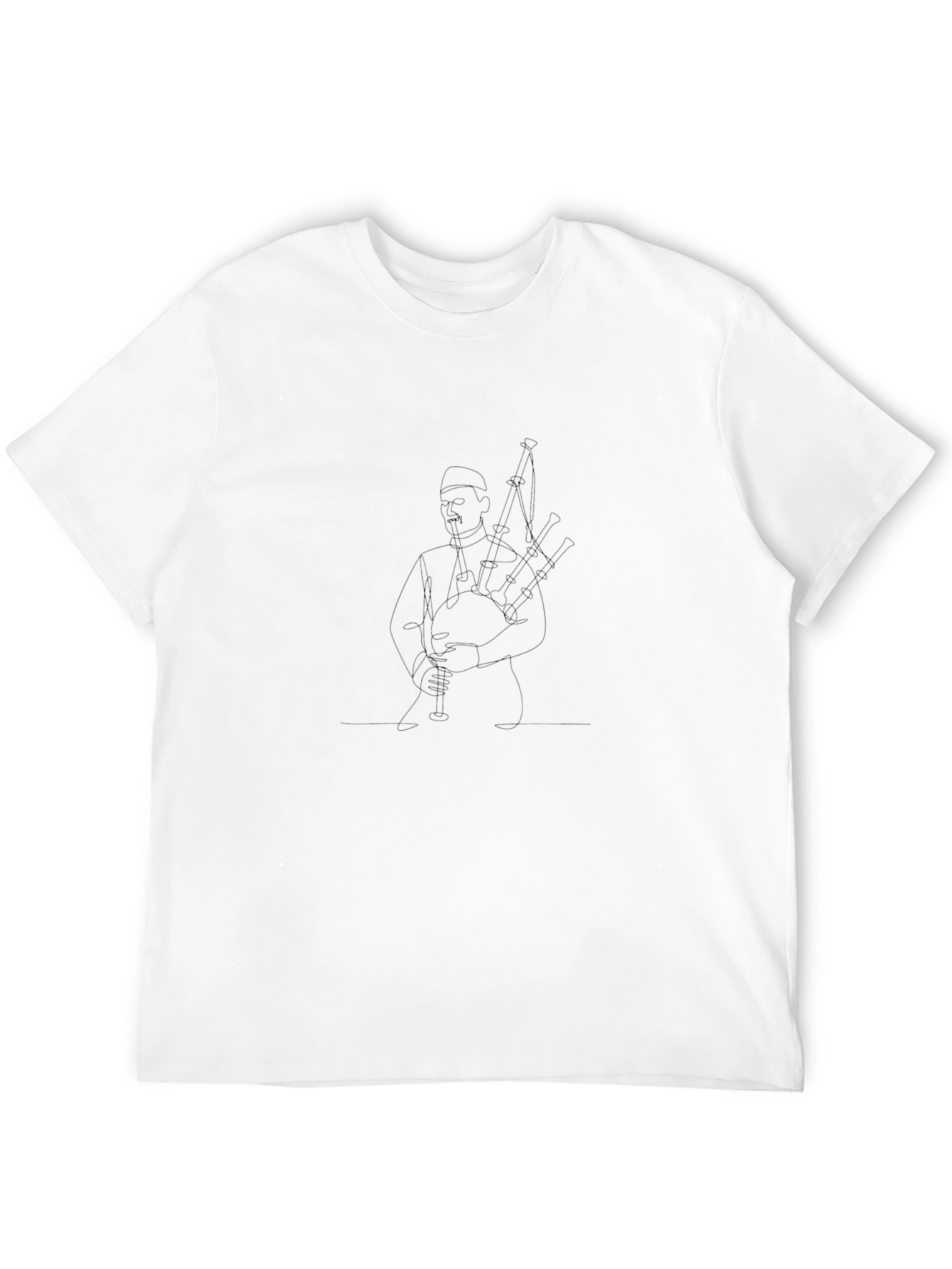 Bagpiper Line Art T-Shirt - Black