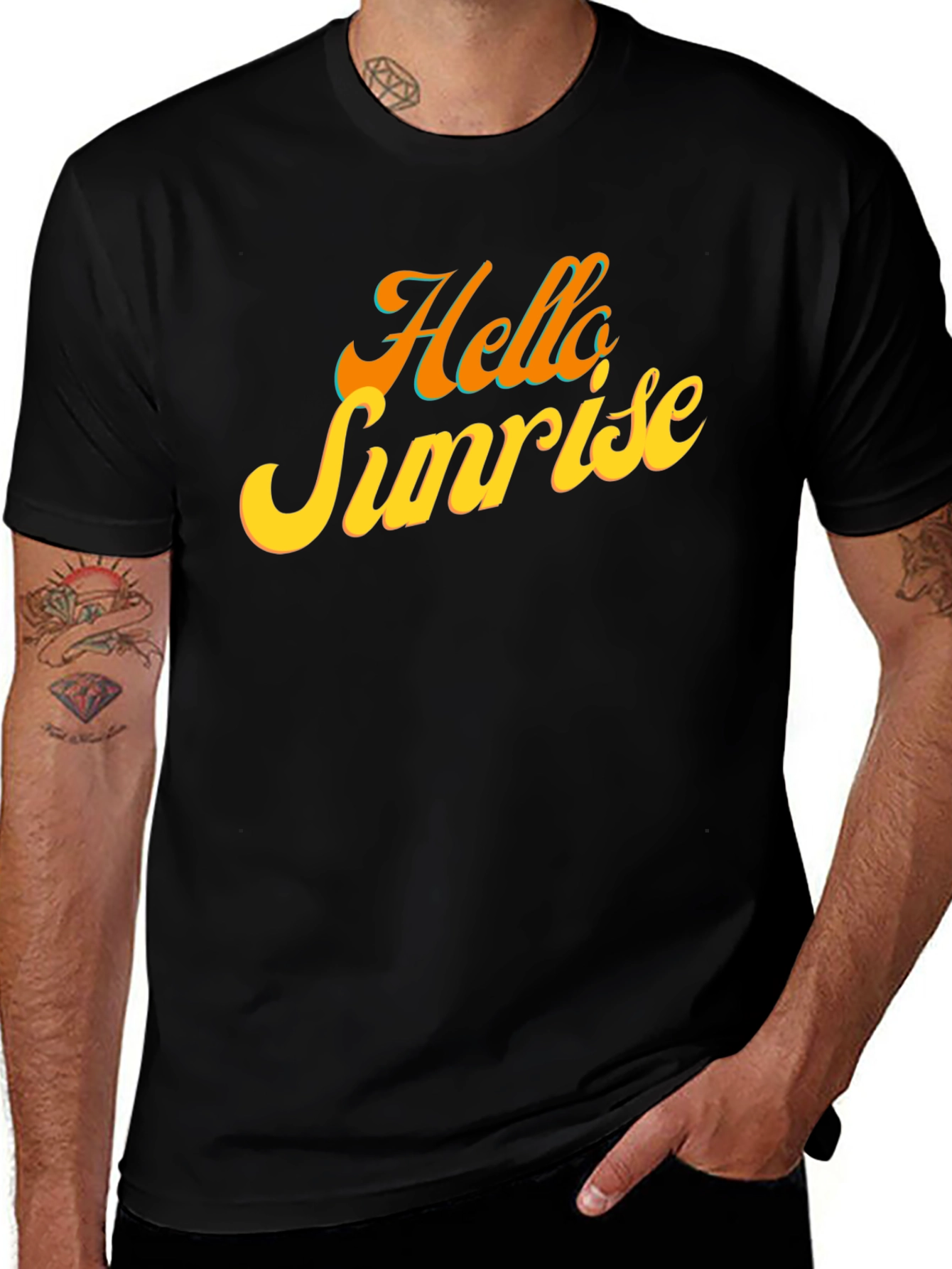 Hello Sunrise Black T-Shirt