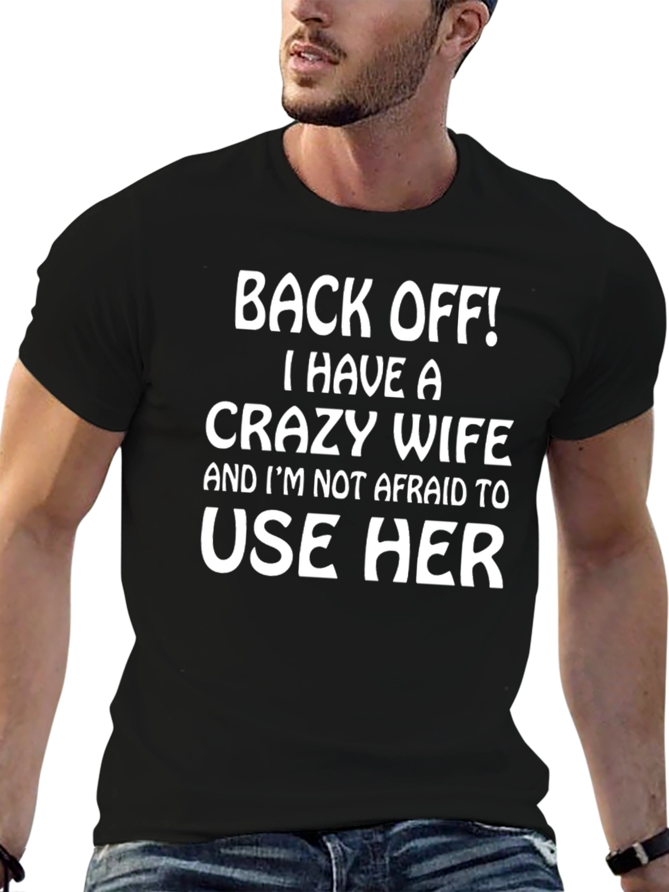 Back Off! Crazy Wife Mens Black T-Shirt