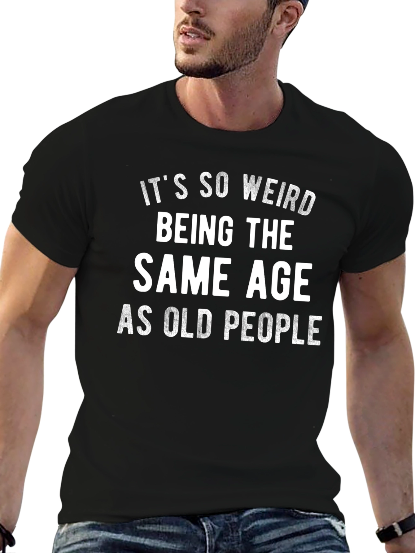 Funny Same Age As Old People Black Graphic T-Shirt