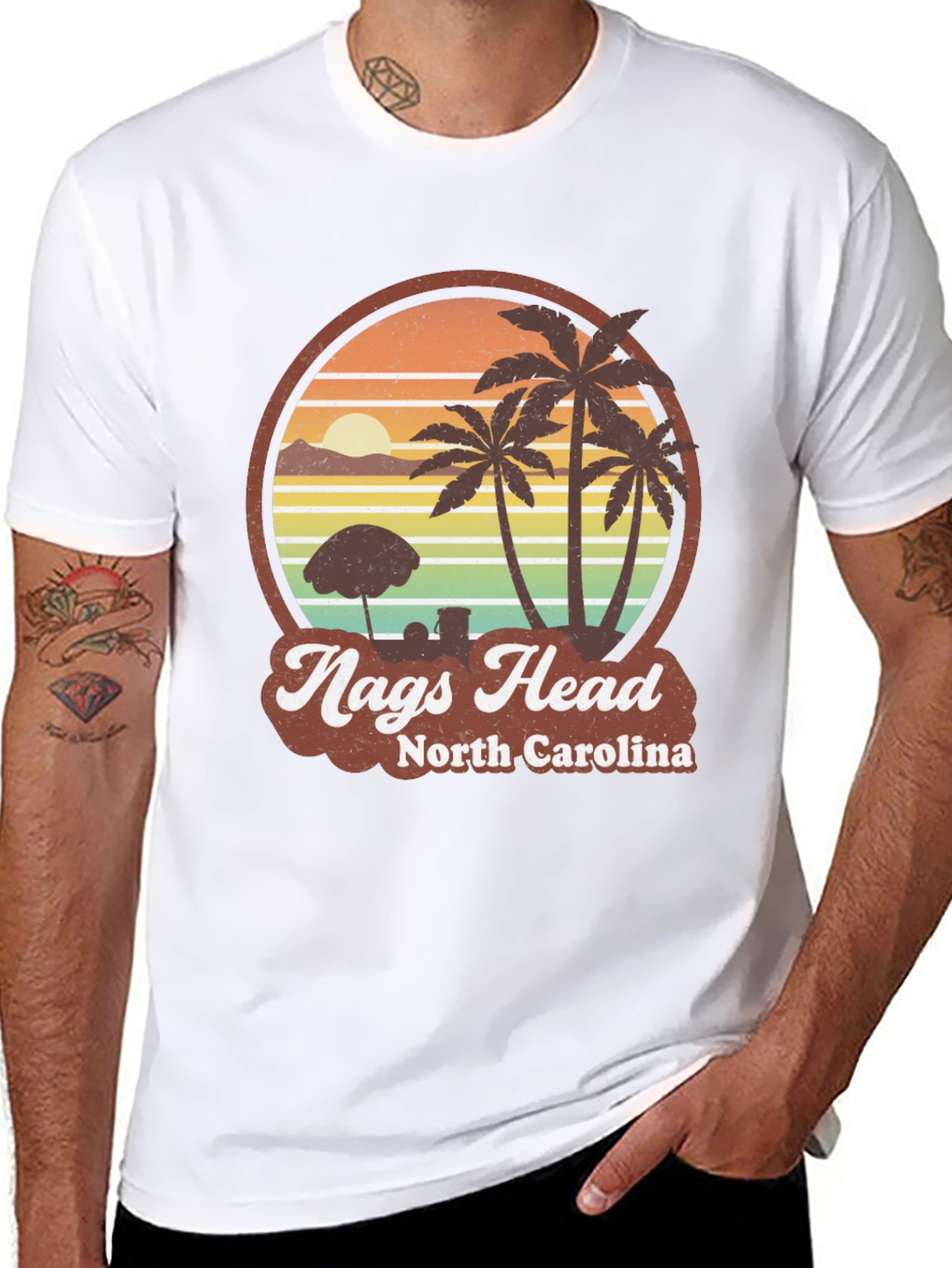 Nags Head North Carolina Retro Beach T-Shirt