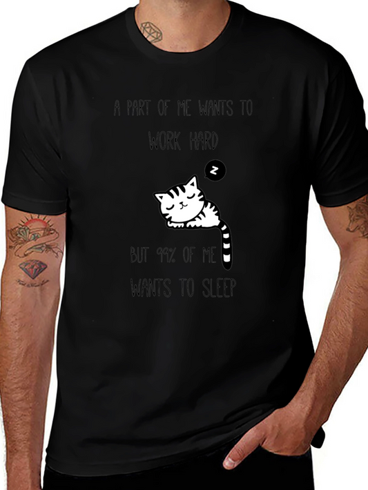 Funny Cat Sleep T-Shirt - Work Hard or Sleep?