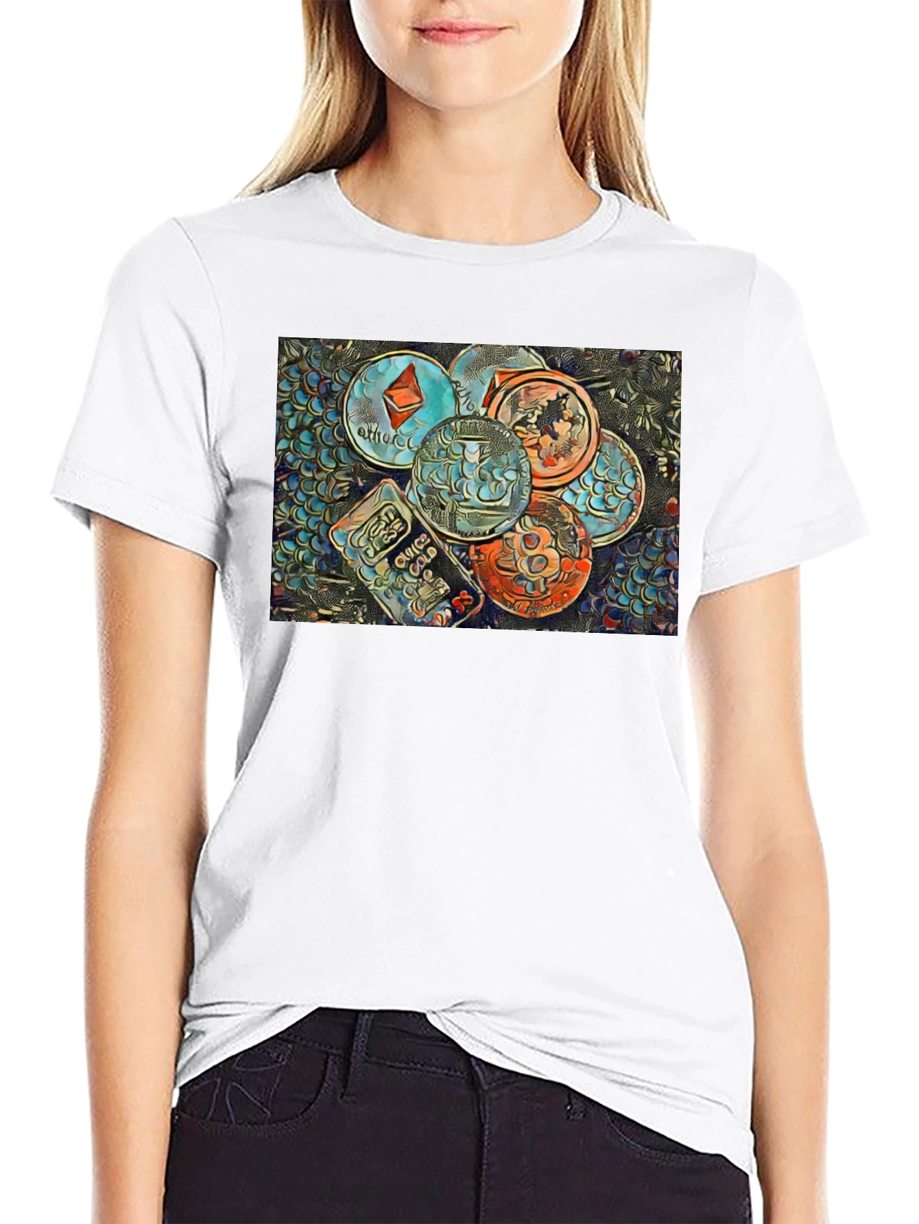 Cryptocurrency T-Shirt - Bitcoin Ethereum Design