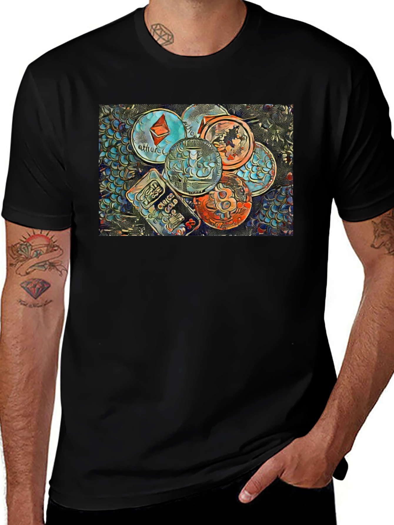 Cryptocurrency T-Shirt - Bitcoin Ethereum Design