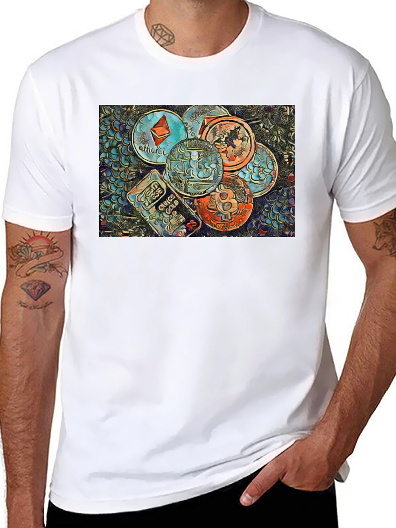 Cryptocurrency T-Shirt - Bitcoin Ethereum Design