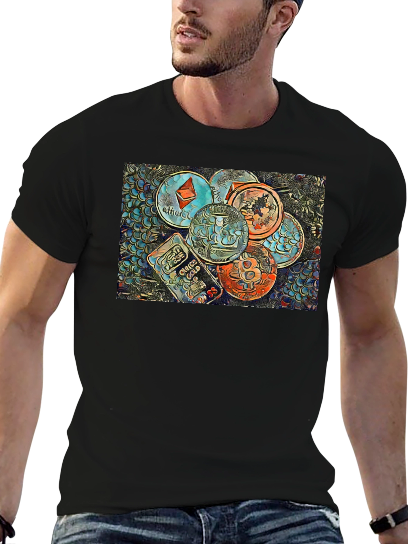 Cryptocurrency T-Shirt - Bitcoin Ethereum Design