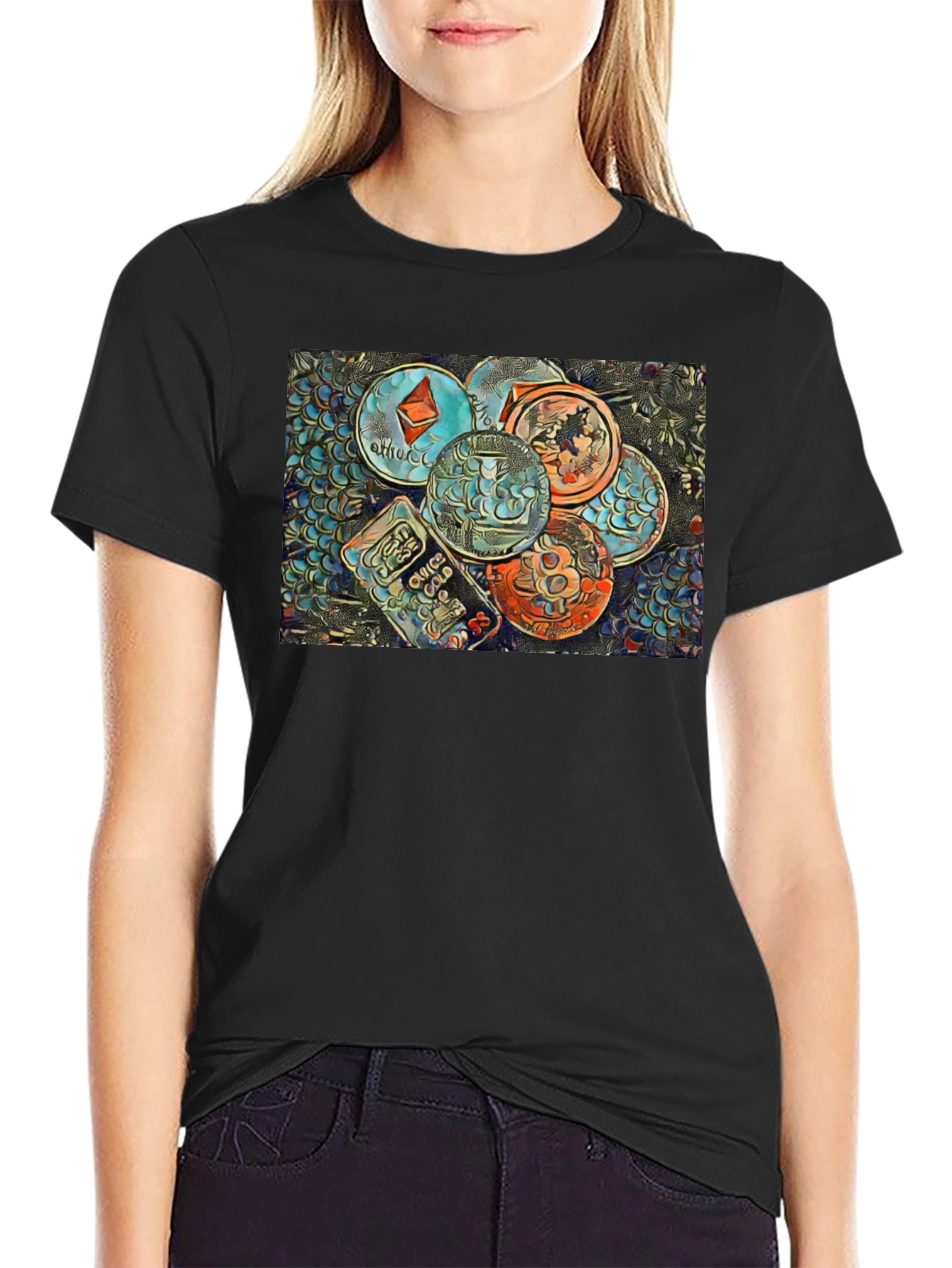 Cryptocurrency T-Shirt - Bitcoin Ethereum Design