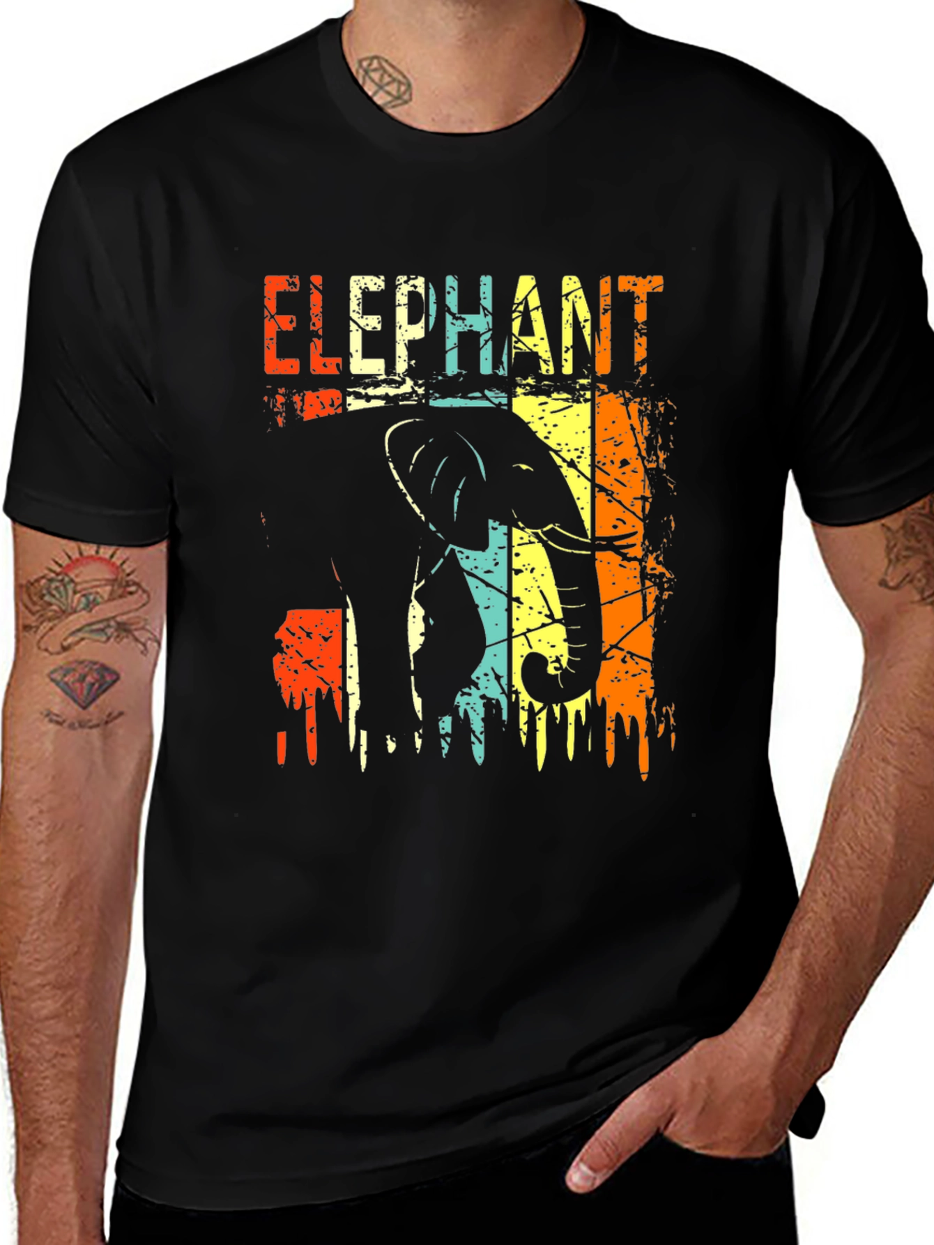 Retro Elephant Graphic T-Shirt