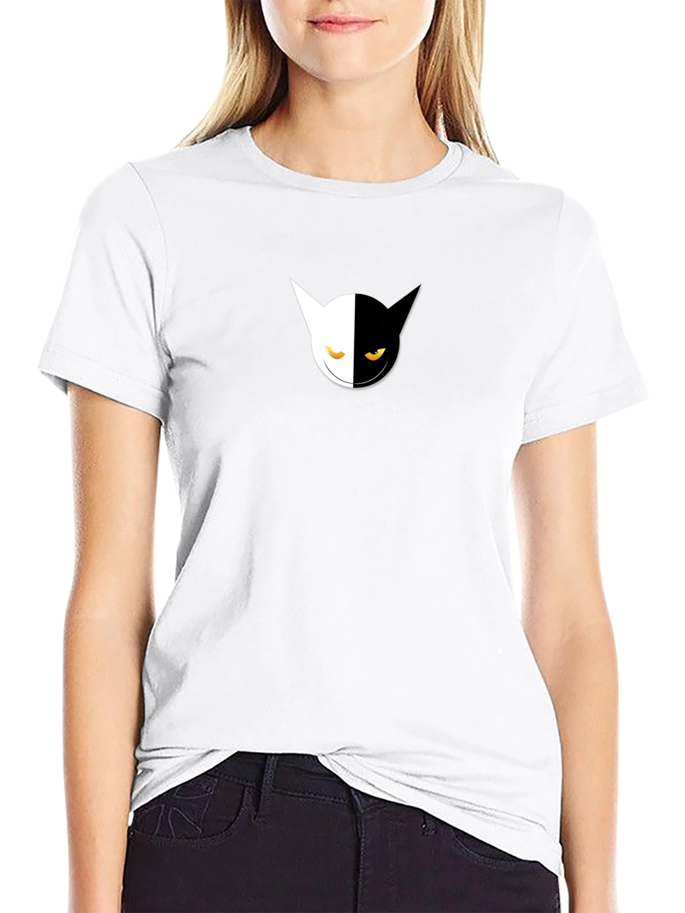 Yin Yang Cat Graphic Tee - Soft Cotton Blend