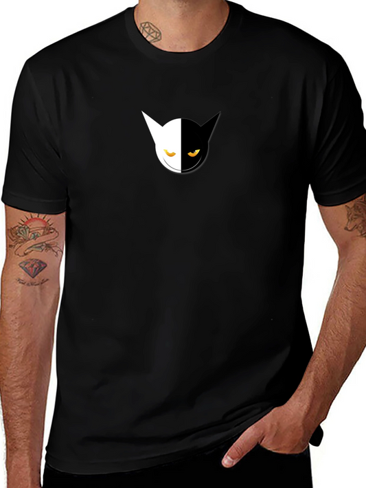 Yin Yang Cat Graphic Tee - Soft Cotton Blend