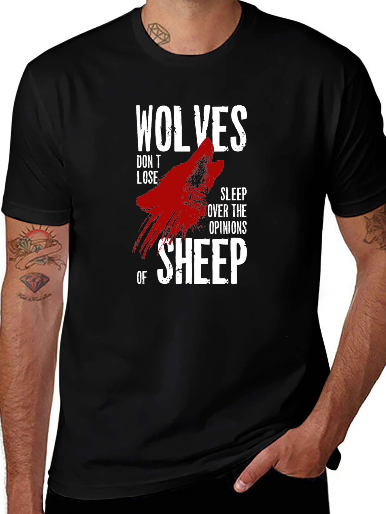 Wolves Dont Lose Sleep Graphic Print T-Shirt