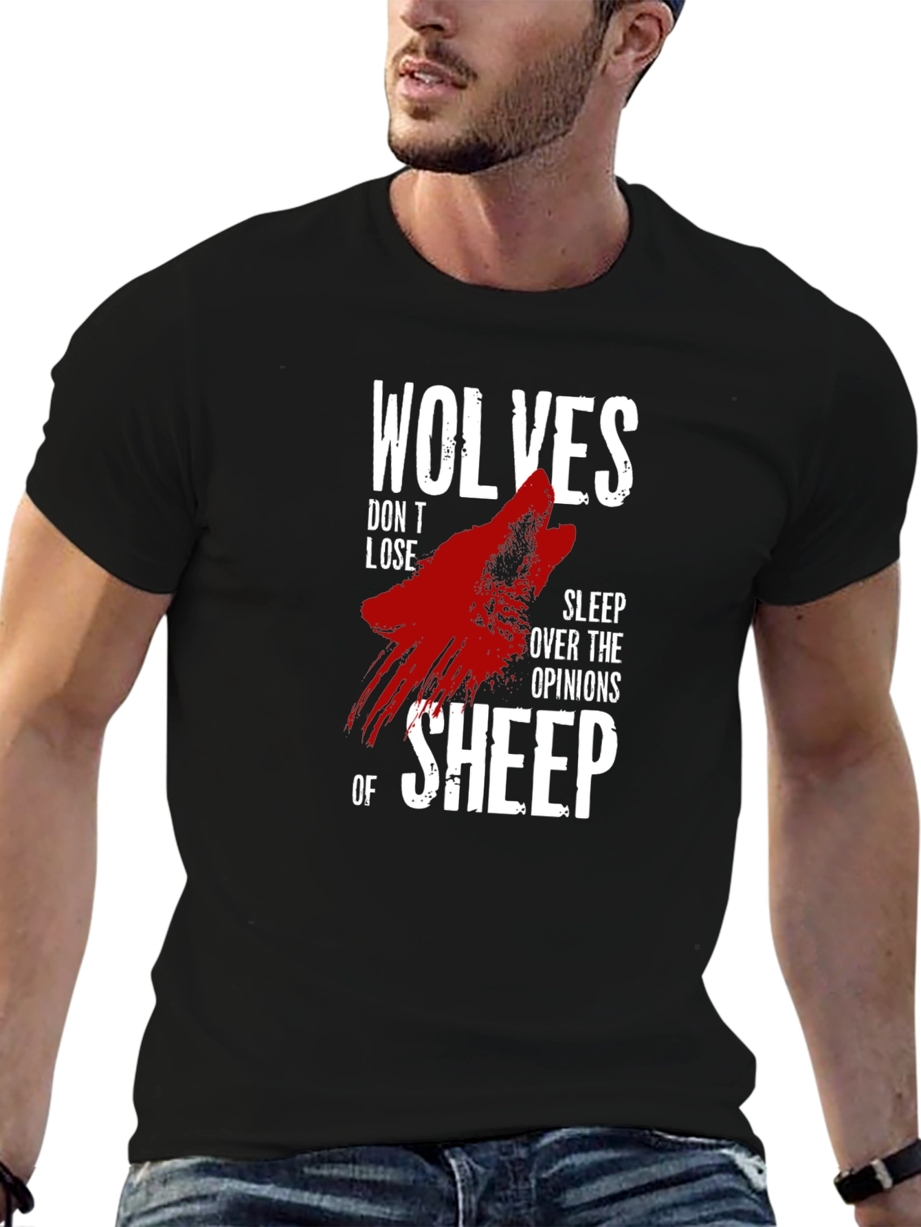 Wolves Dont Lose Sleep Graphic Print T-Shirt