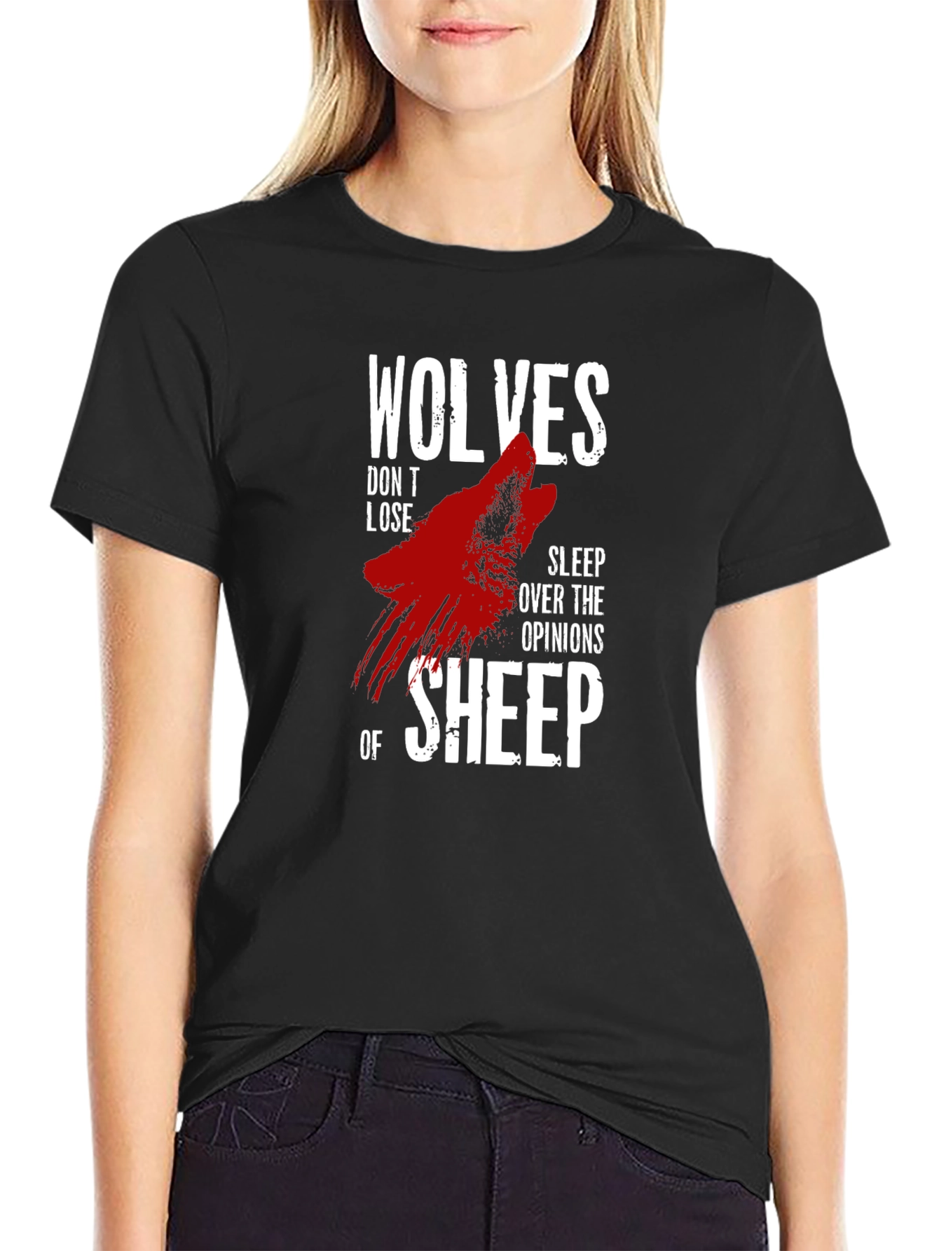 Wolves Dont Lose Sleep Graphic Print T-Shirt