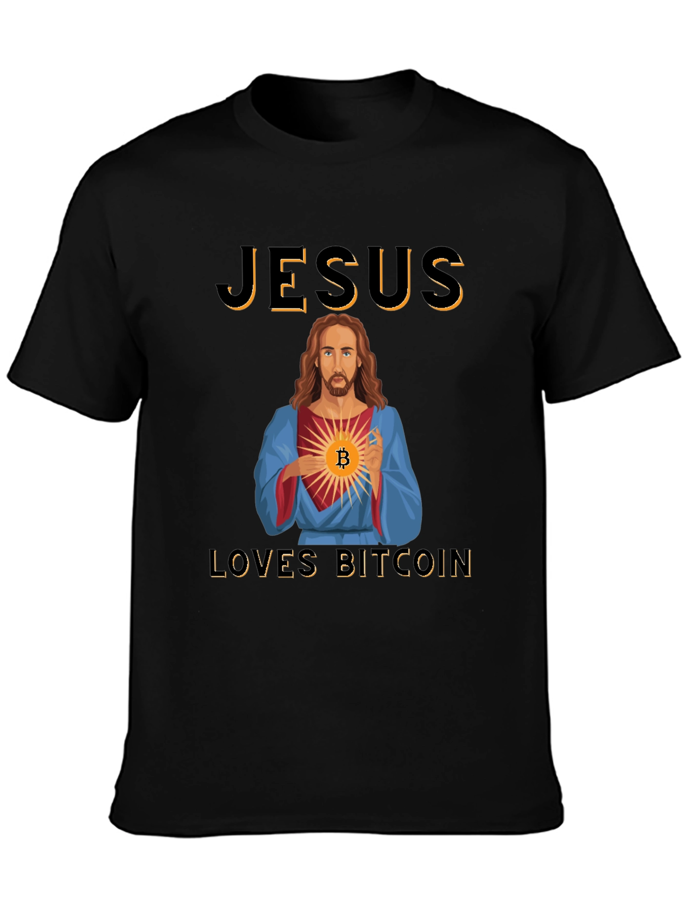 Jesus Loves Bitcoin Graphic T-Shirt Crypto Black