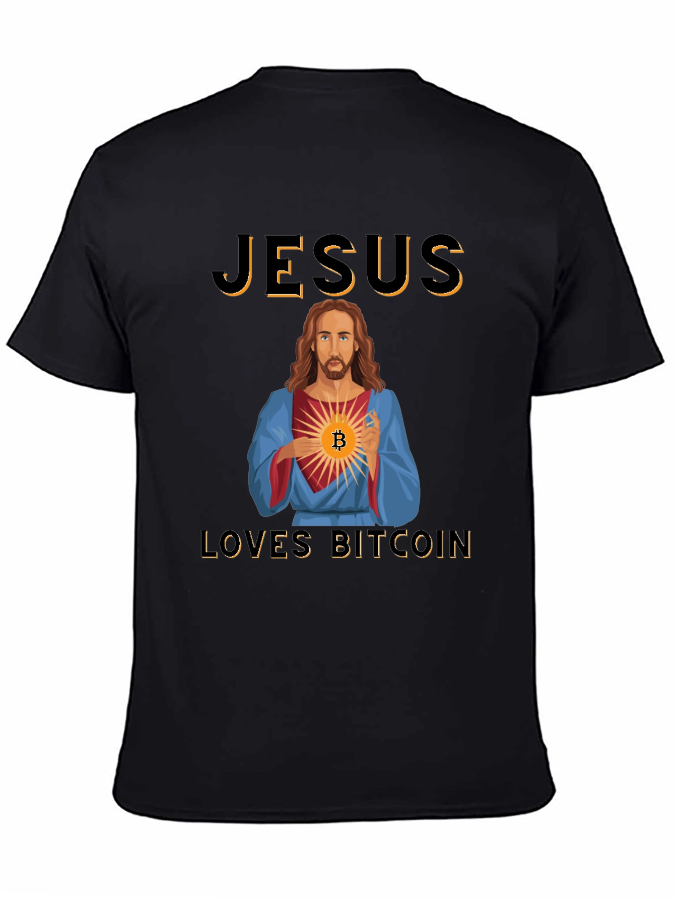 Jesus Loves Bitcoin Graphic T-Shirt Crypto Black