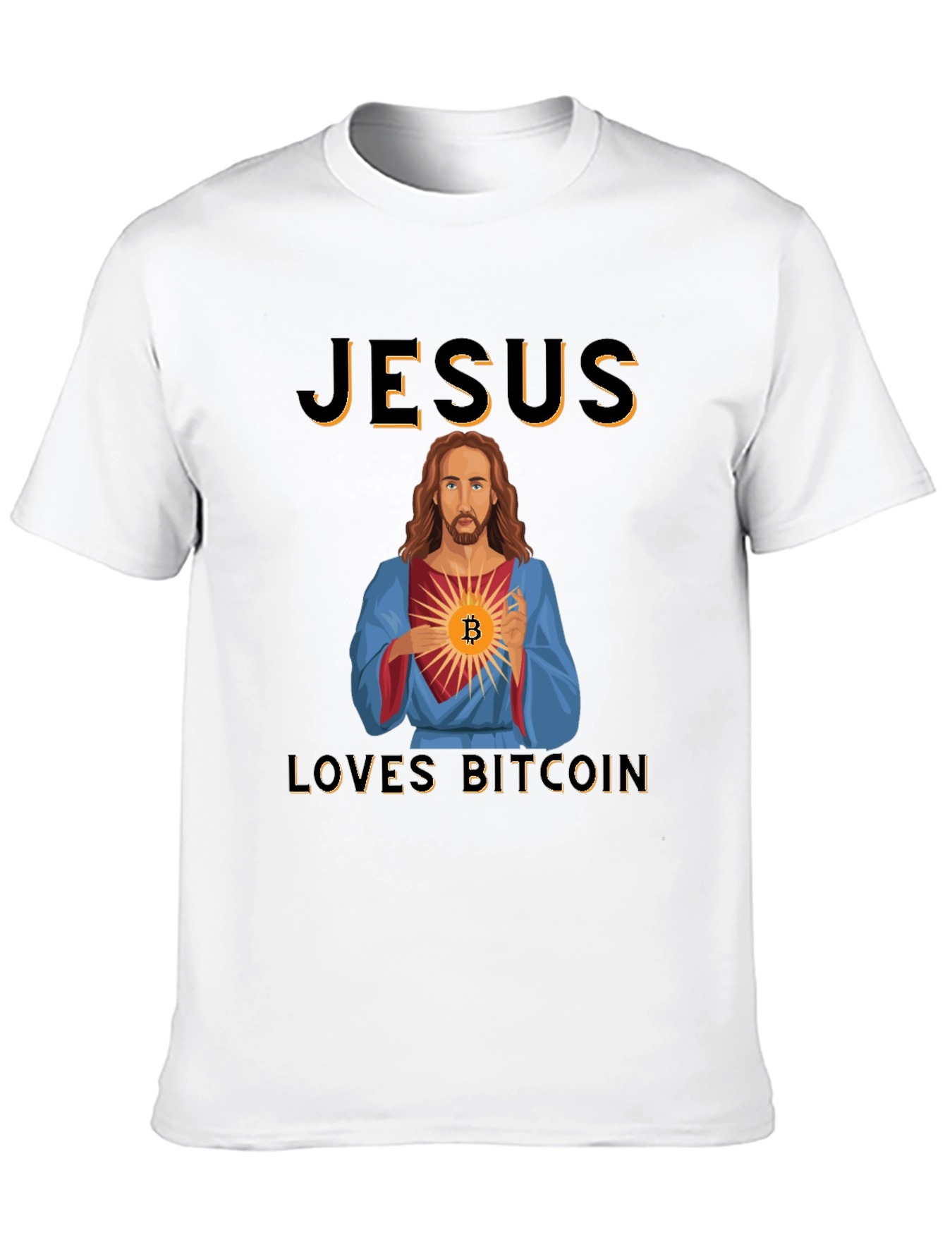 Jesus Loves Bitcoin Graphic T-Shirt Crypto Black