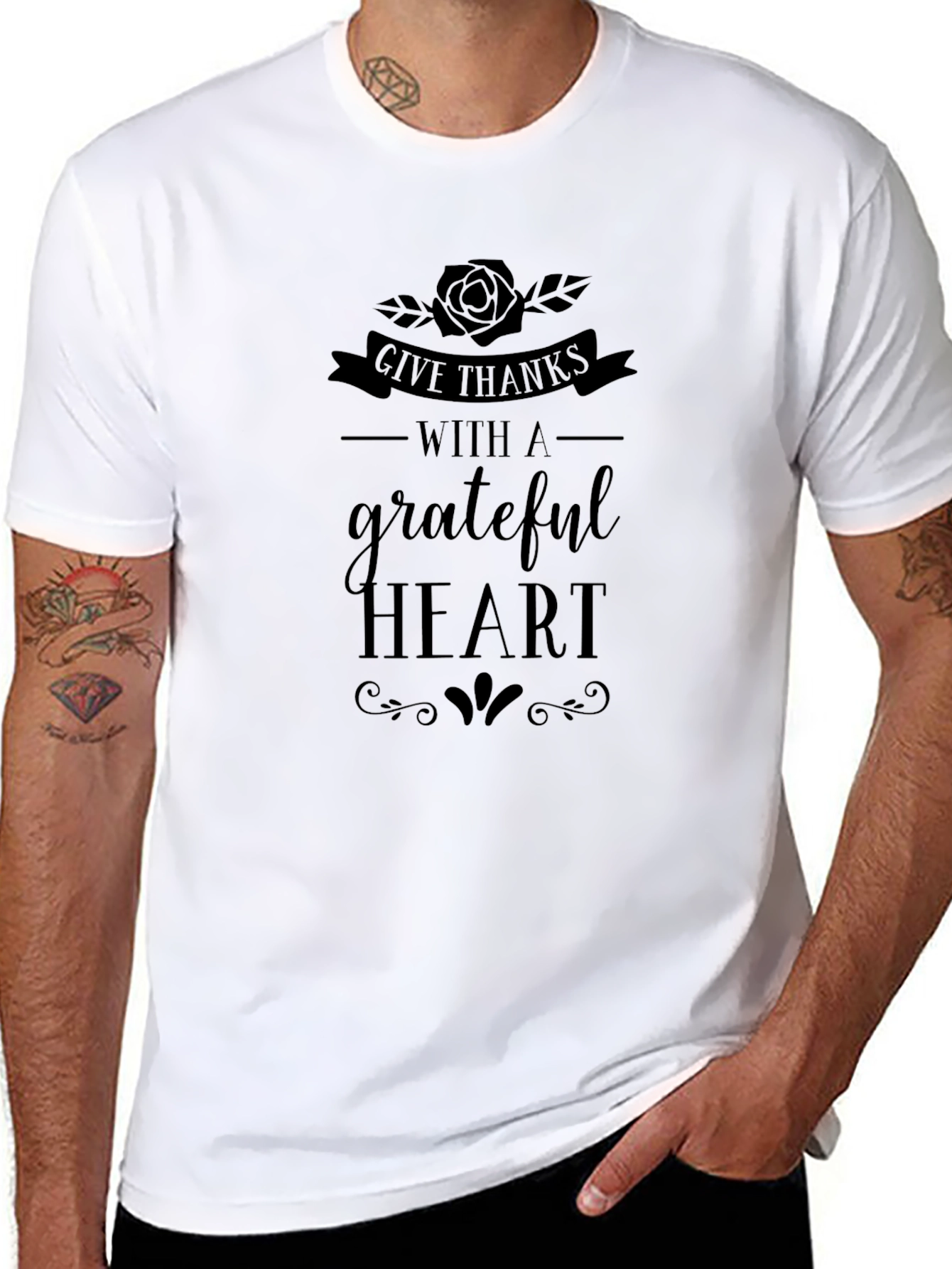 Give Thanks with a Grateful Heart Black T-Shirt