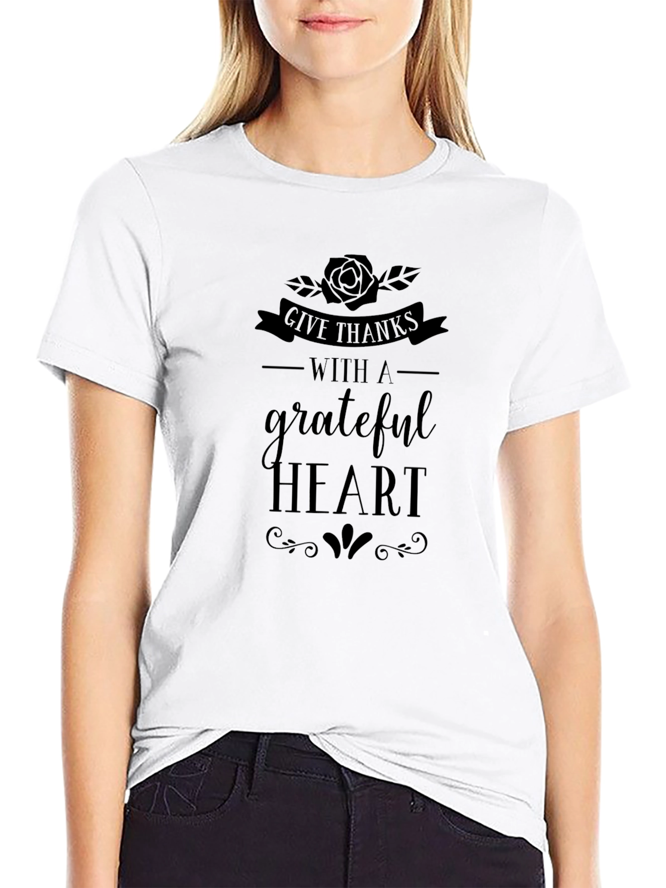 Give Thanks with a Grateful Heart Black T-Shirt