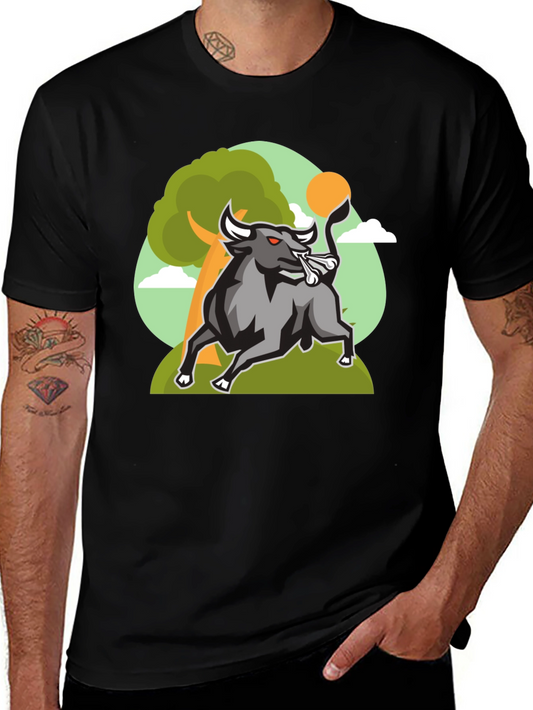 Raging Bull Graphic Tee - Cool Cartoon Design