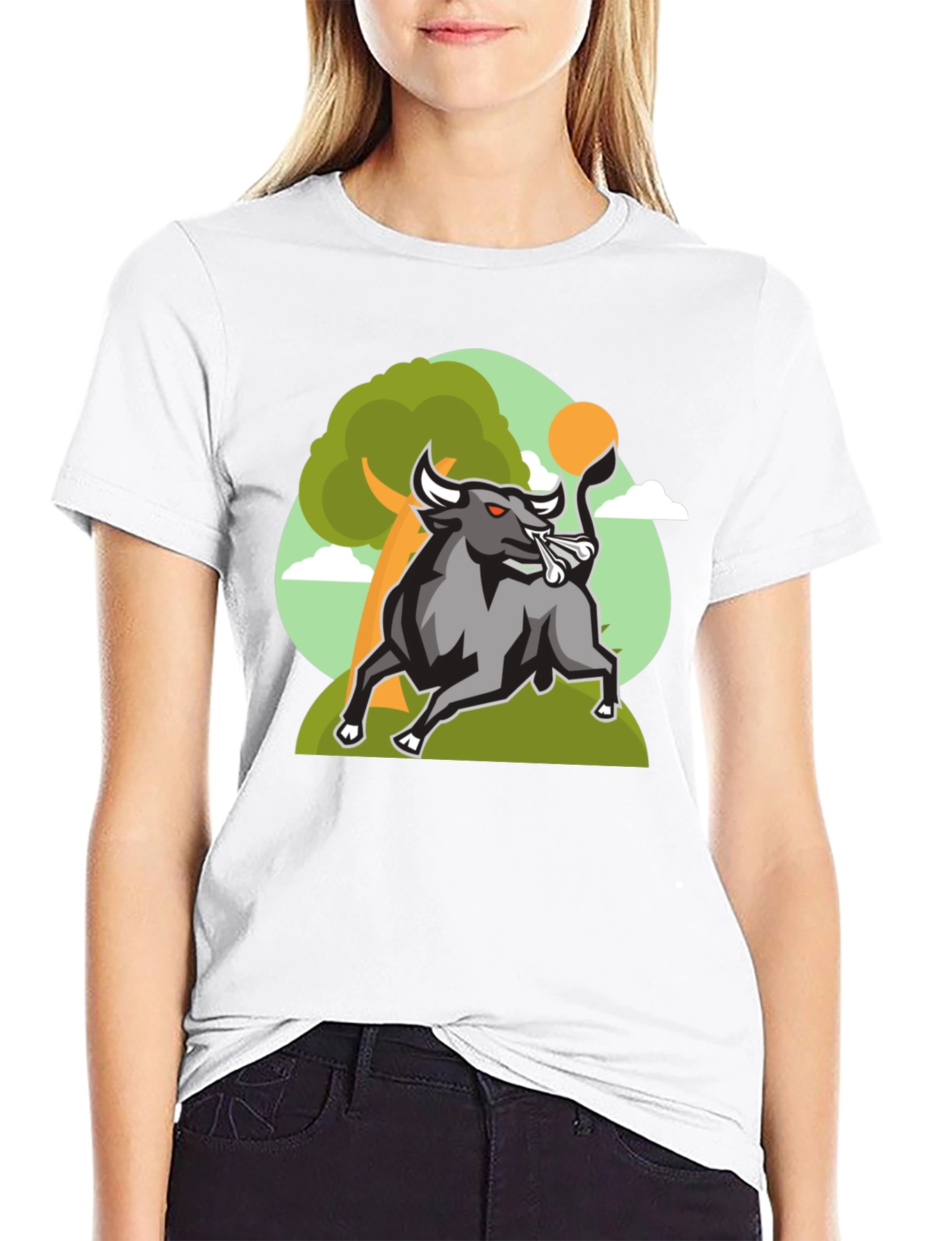 Raging Bull Graphic Tee - Cool Cartoon Design