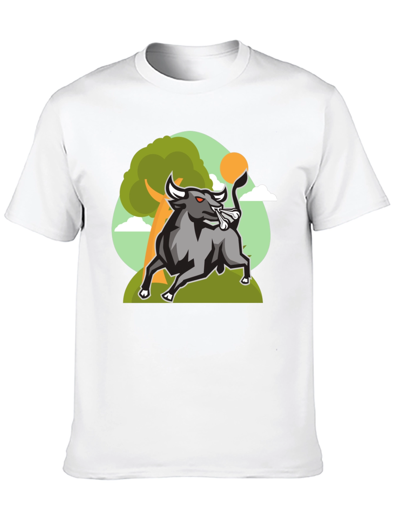 Raging Bull Graphic Tee - Cool Cartoon Design