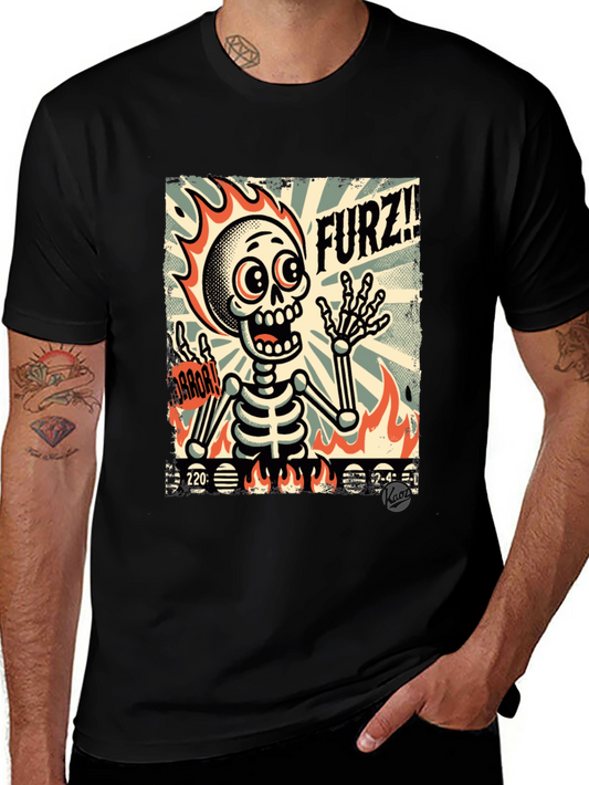 Furz Skeleton Graphic Tee - Horror Movie Fan Shirt