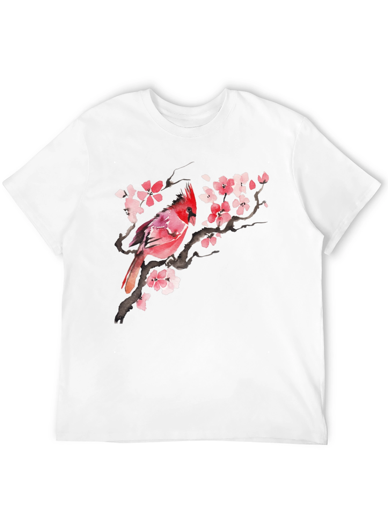 Cardinal & Cherry Blossom Black T-Shirt