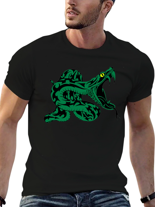 Snake Graphic Tee - Bold Design Black Cotton