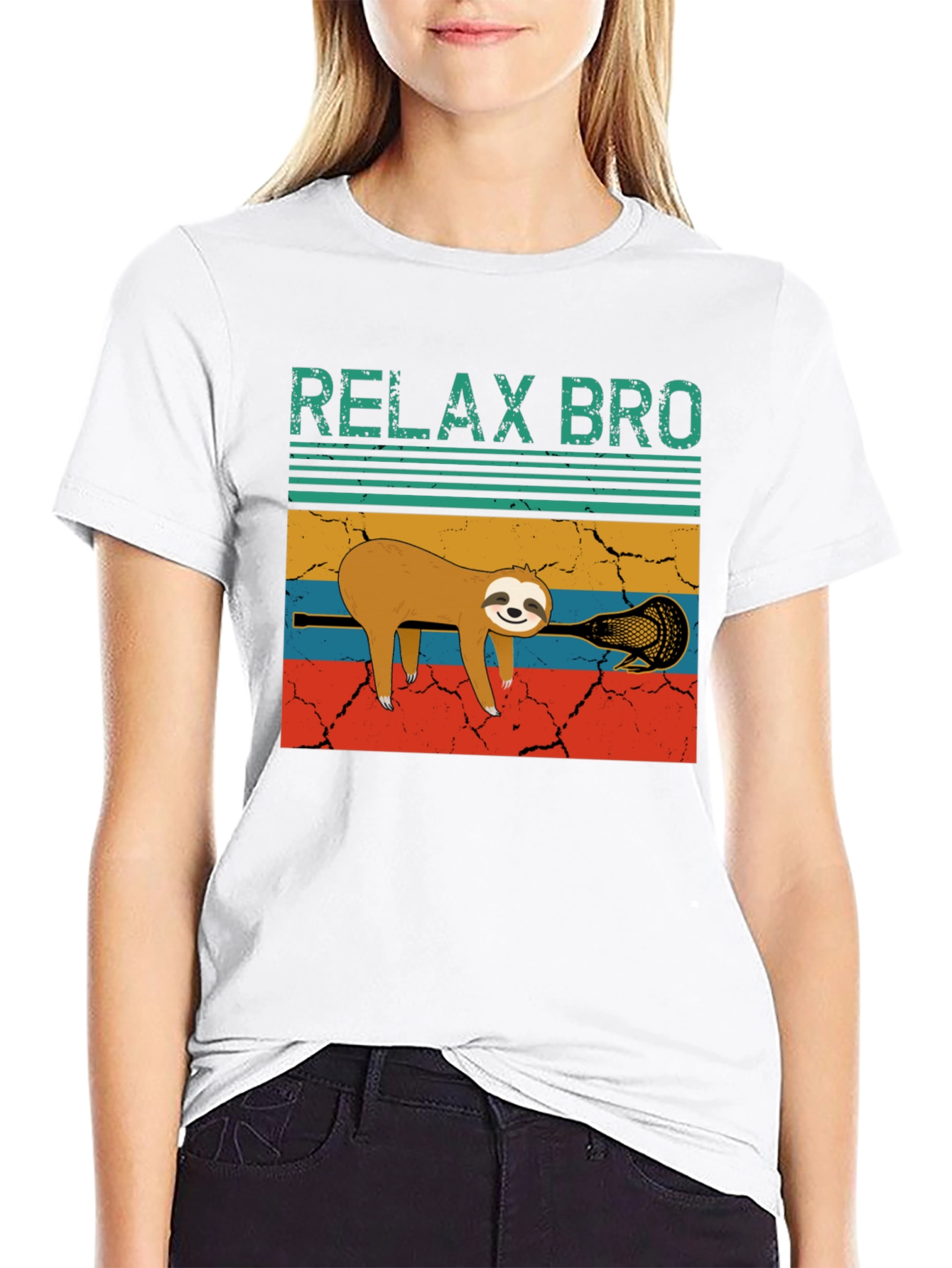 Relax Bro Sloth Lacrosse Graphic Tee