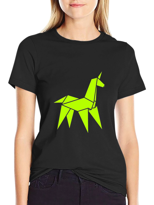 Origami Unicorn Graphic Tee - Black