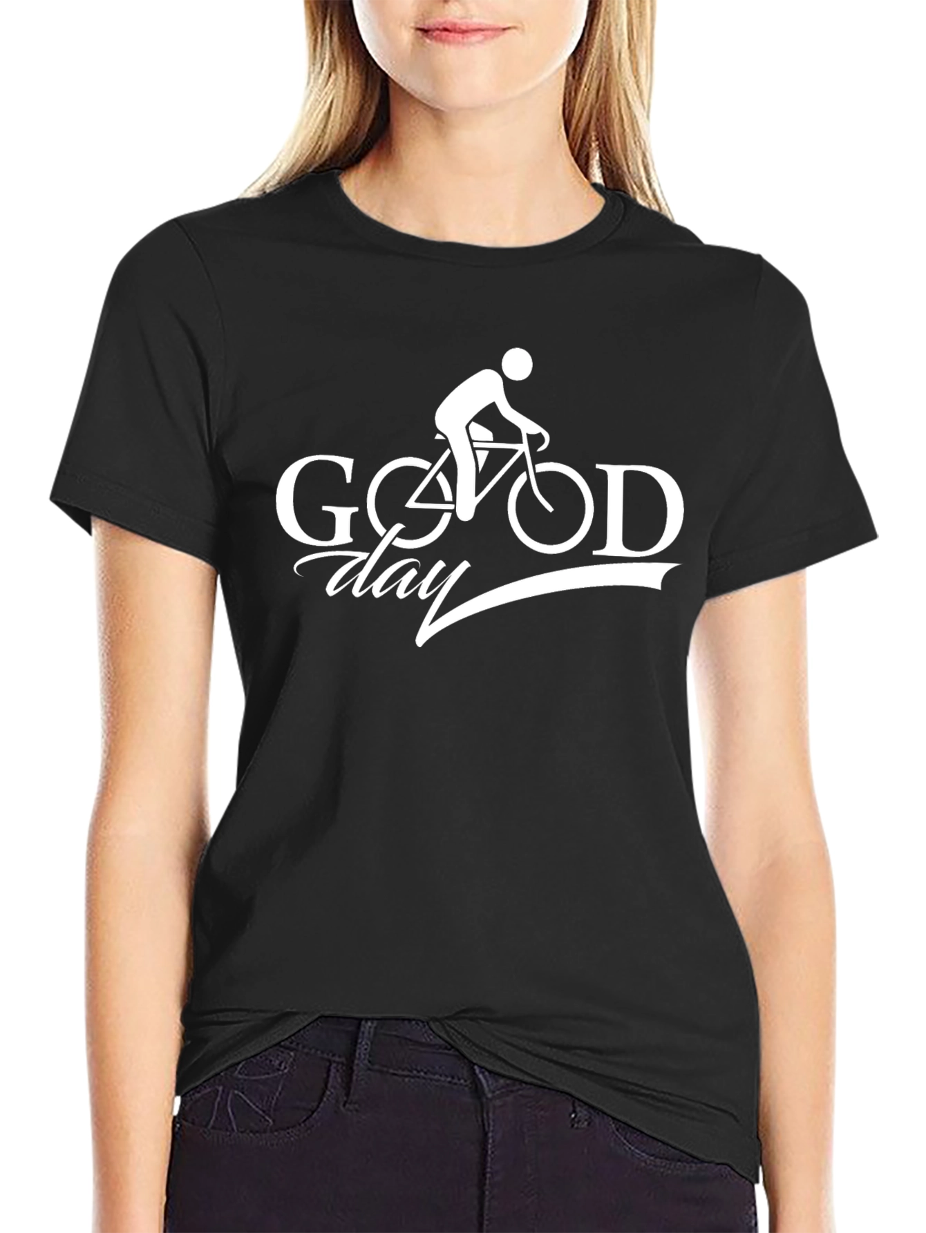Good Day Biker T-Shirt - Black Cotton Graphic Tee