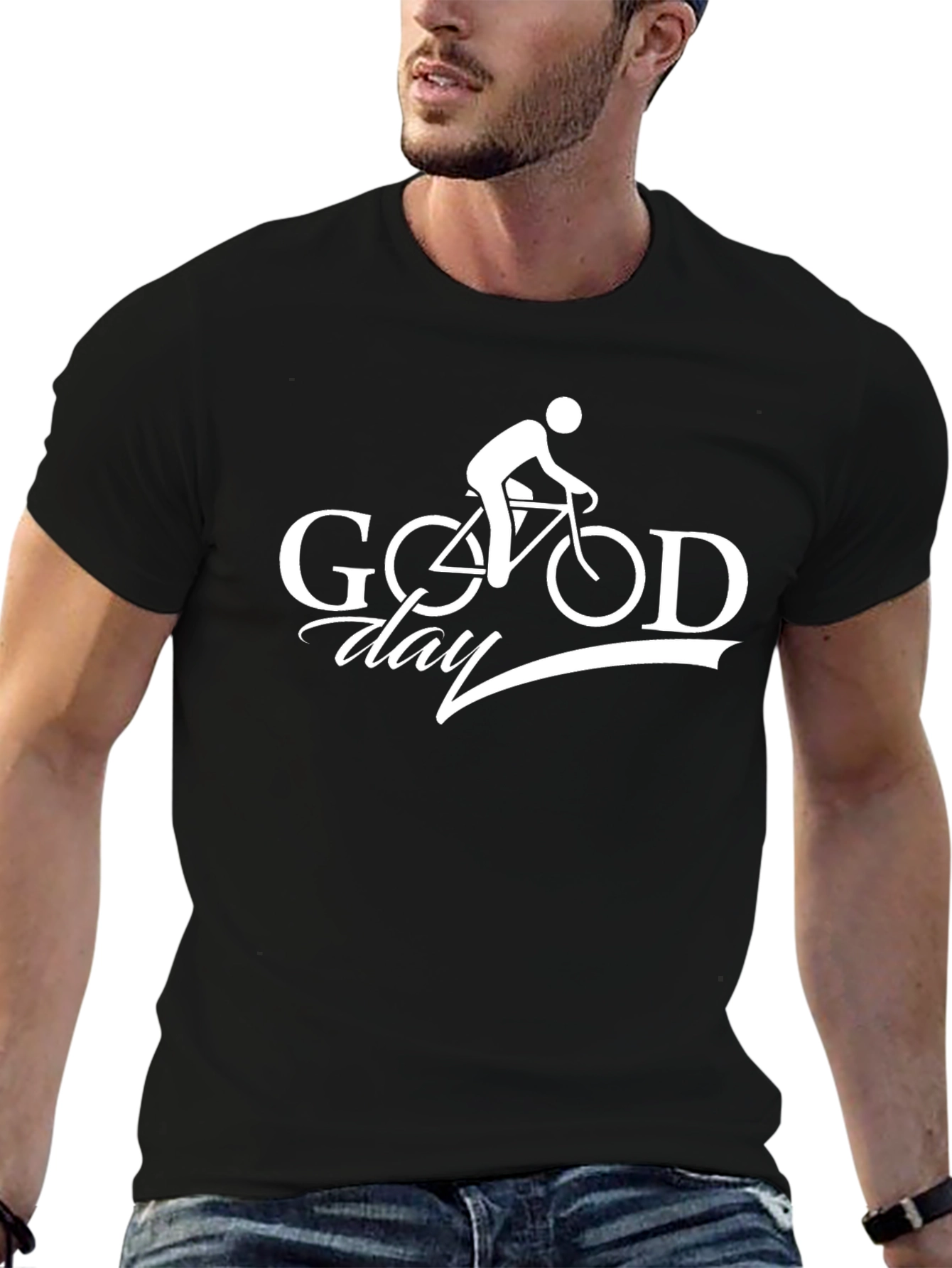 Good Day Biker T-Shirt - Black Cotton Graphic Tee