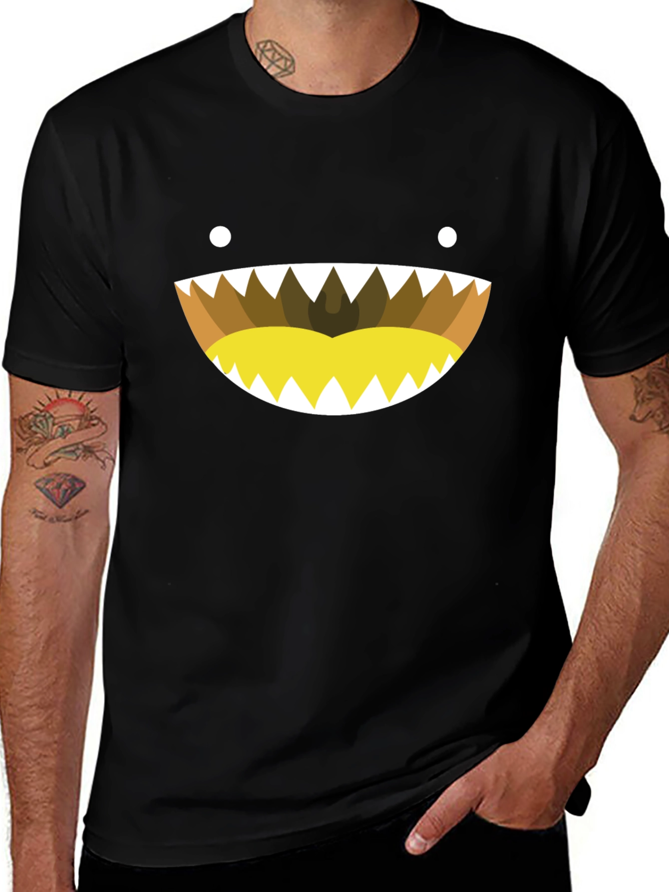 Monster Smile Graphic Tee - Black Cotton Blend