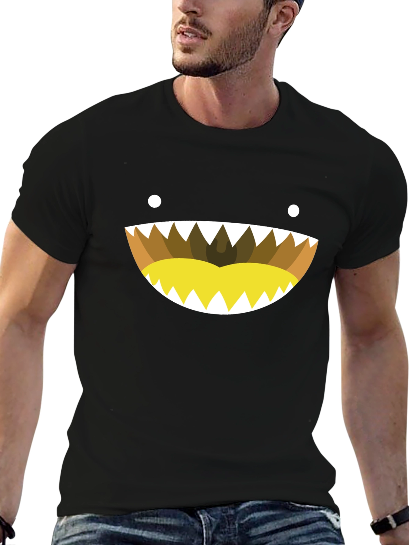 Monster Smile Graphic Tee - Black Cotton Blend
