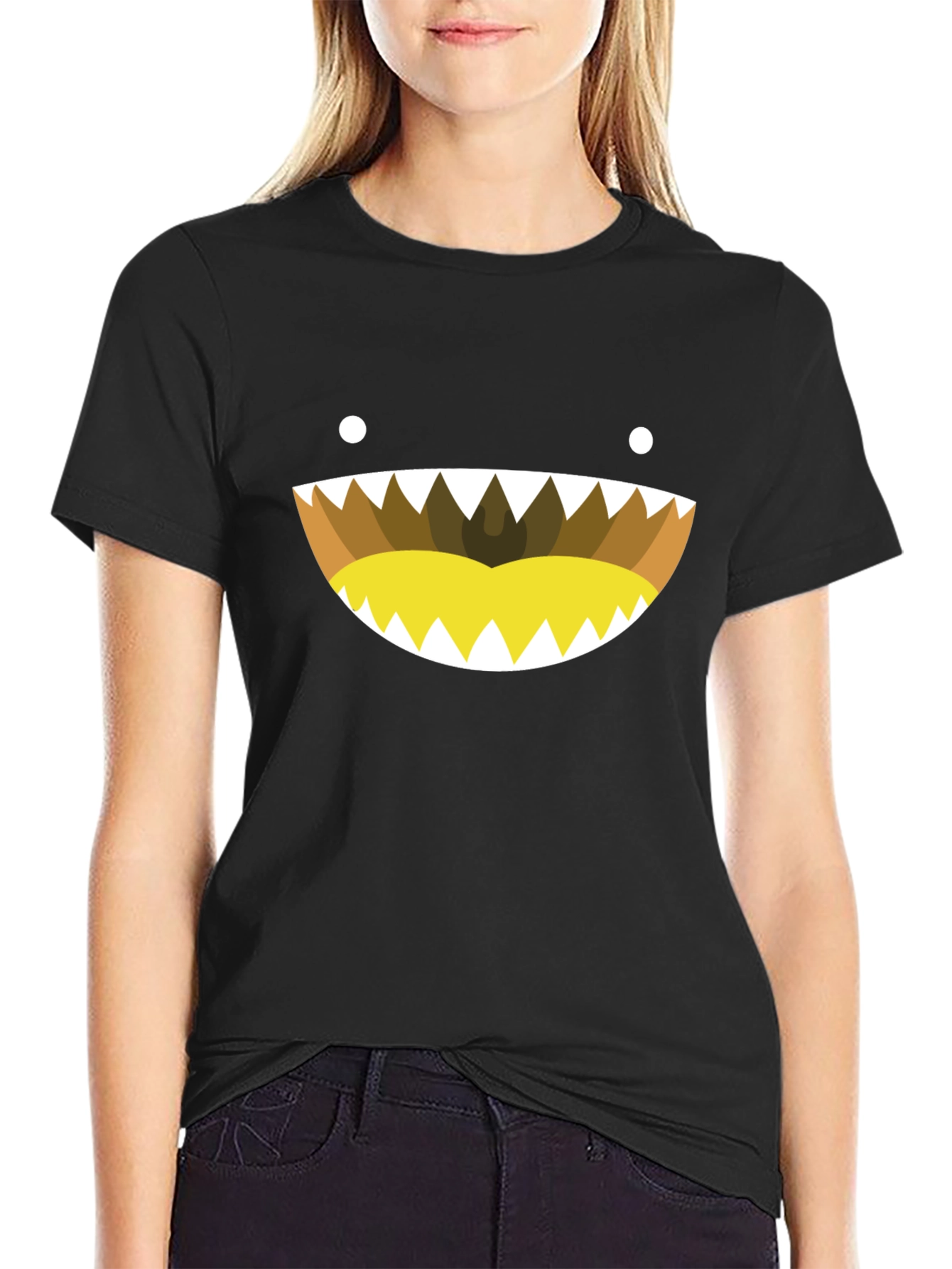Monster Smile Graphic Tee - Black Cotton Blend