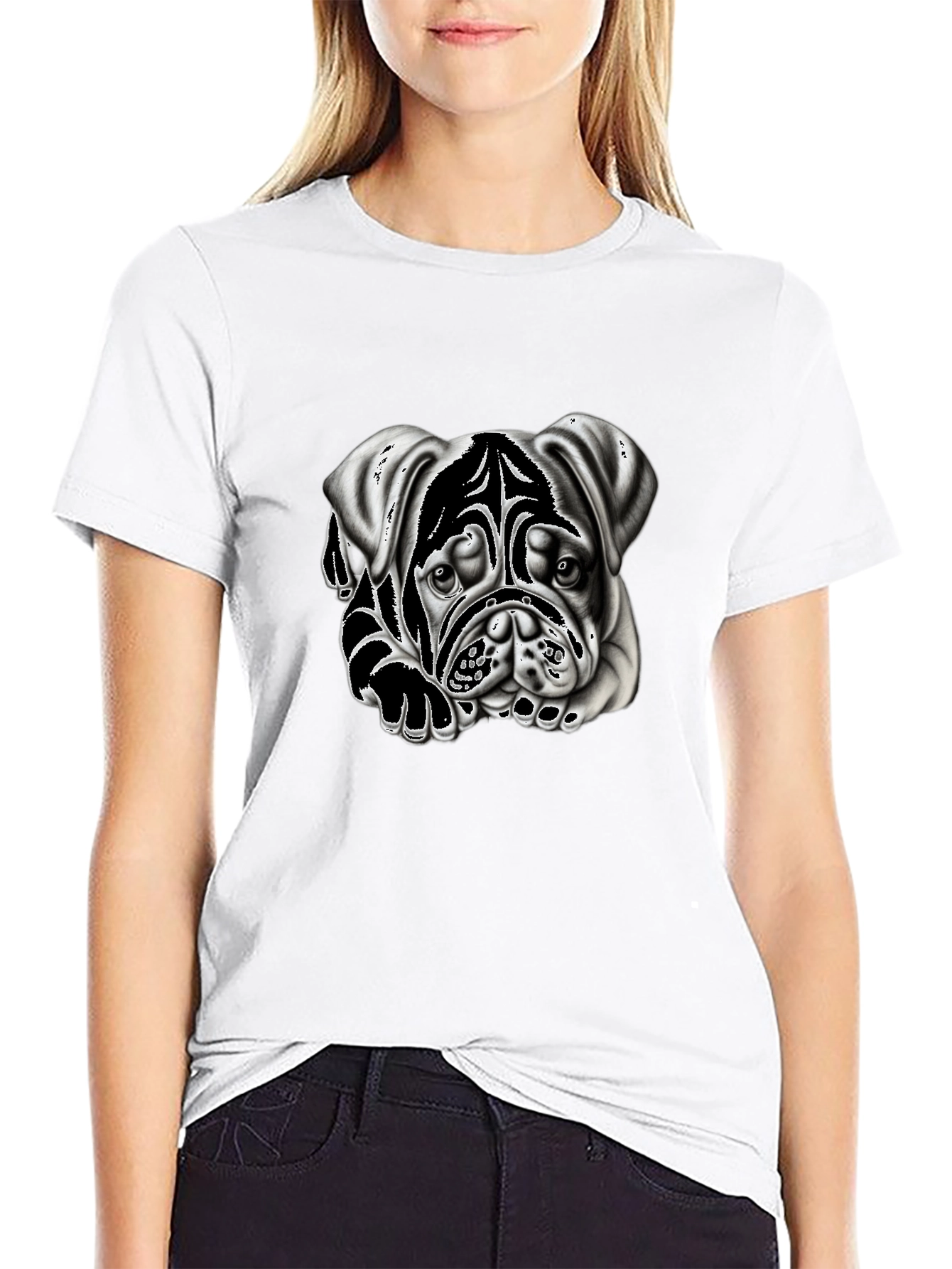 Bulldog Graphic Print Black T-Shirt