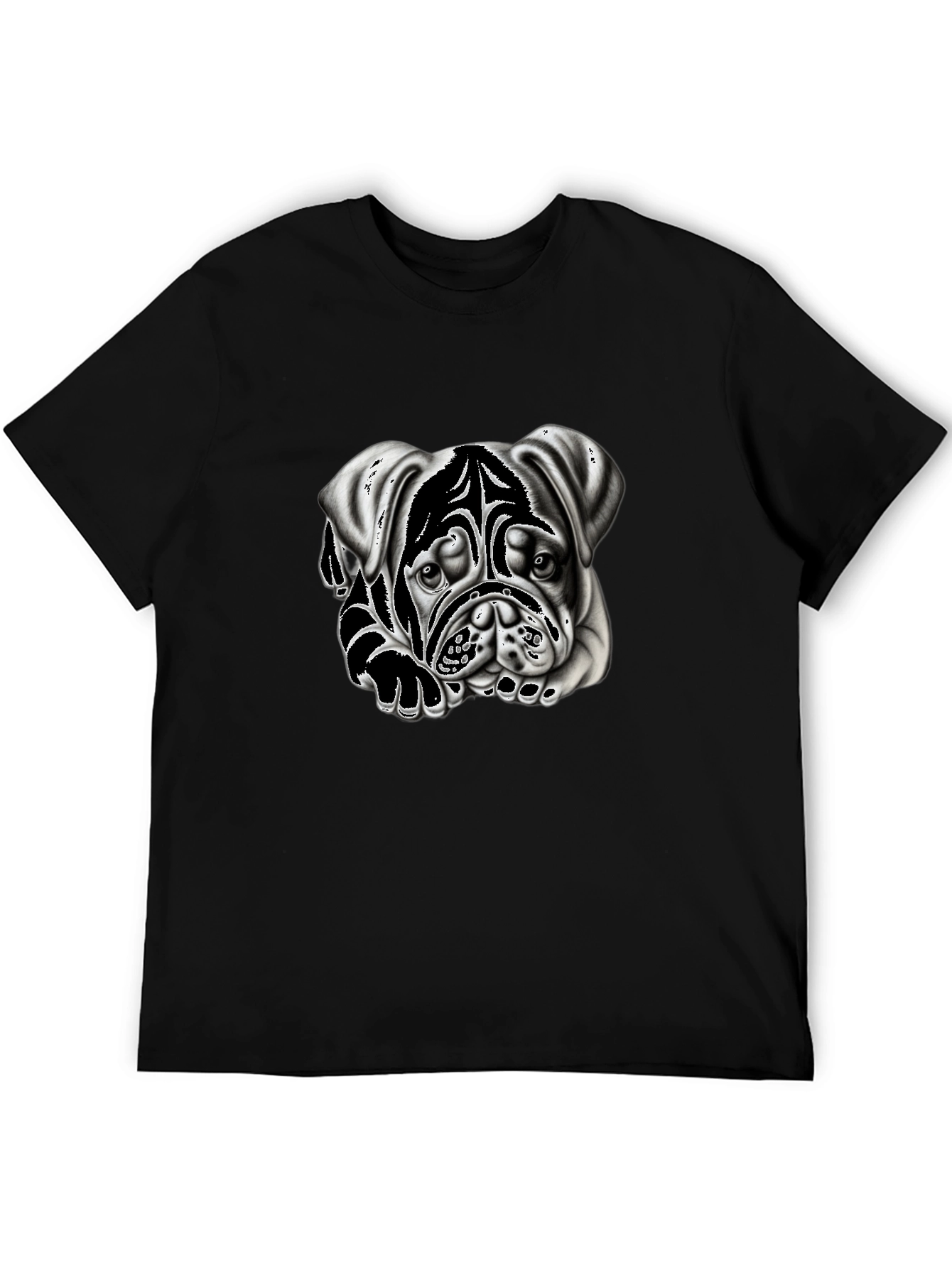 Bulldog Graphic Print Black T-Shirt