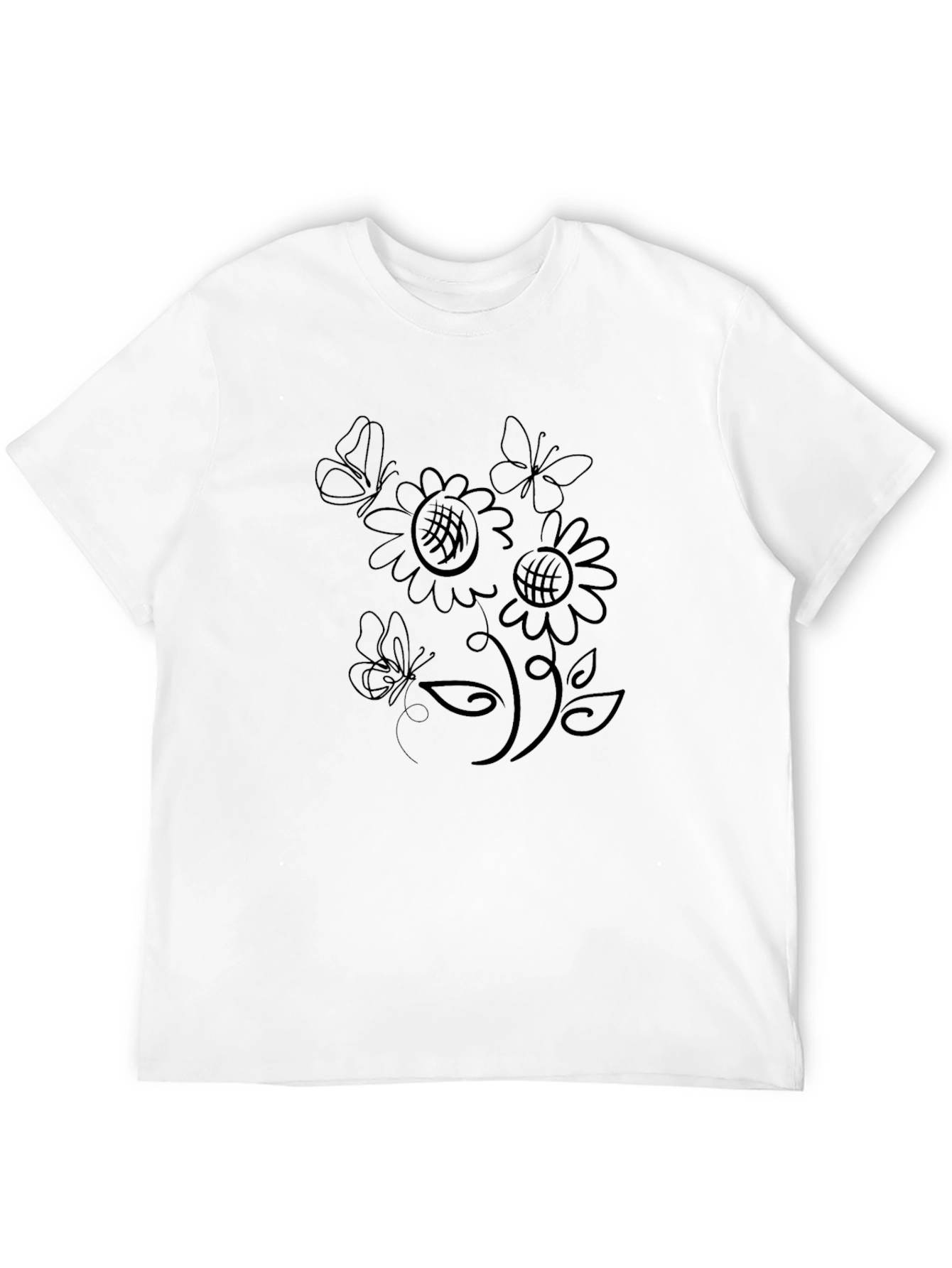 Butterfly & Sunflower Graphic T-Shirt - Black