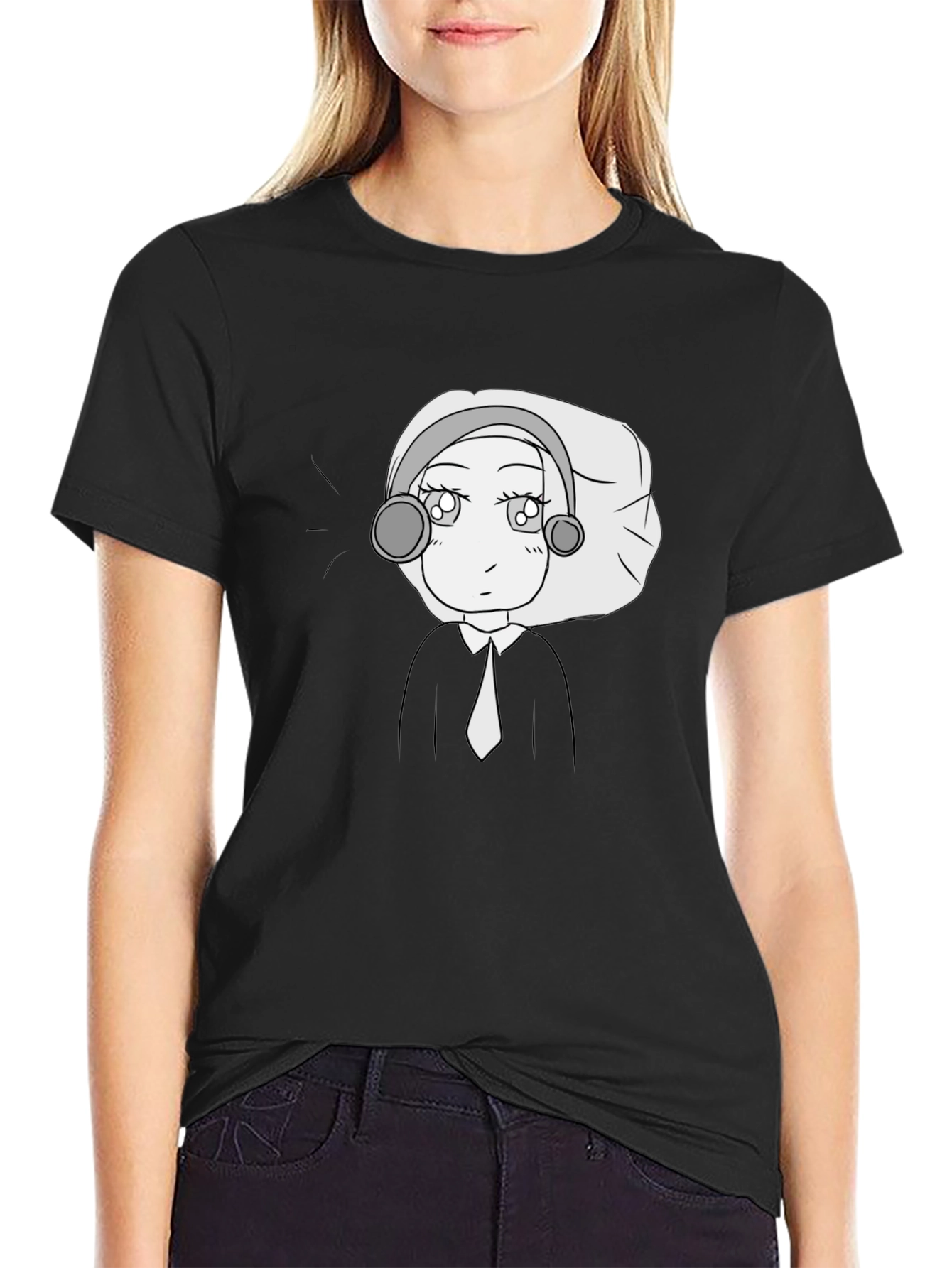 Anime Girl Black T-Shirt