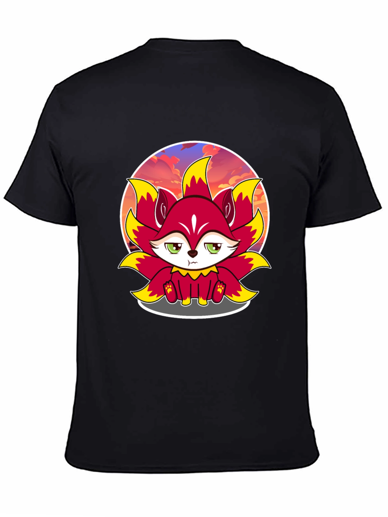 Cartoon Fox Graphic Tee - Black T-Shirt