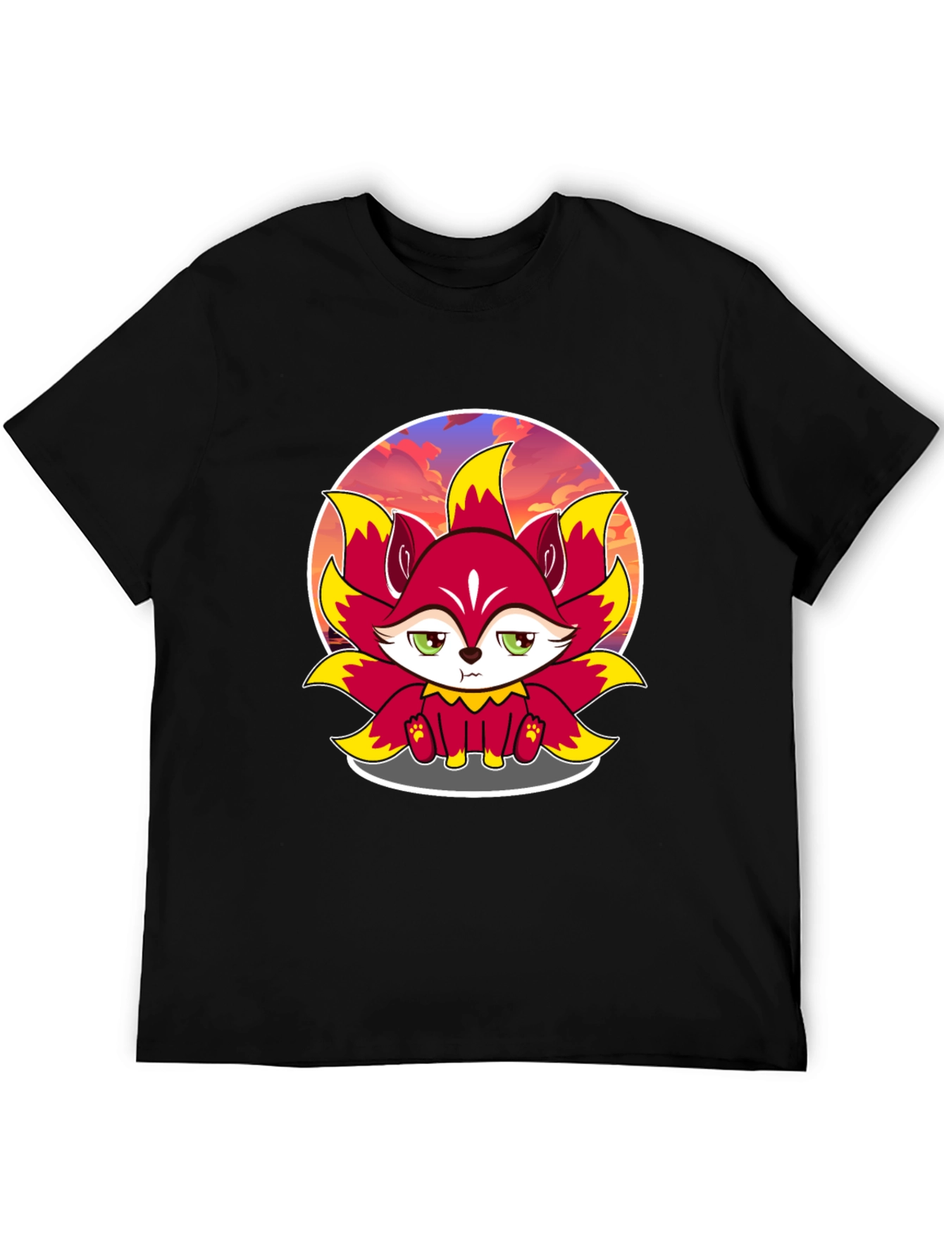 Cartoon Fox Graphic Tee - Black T-Shirt