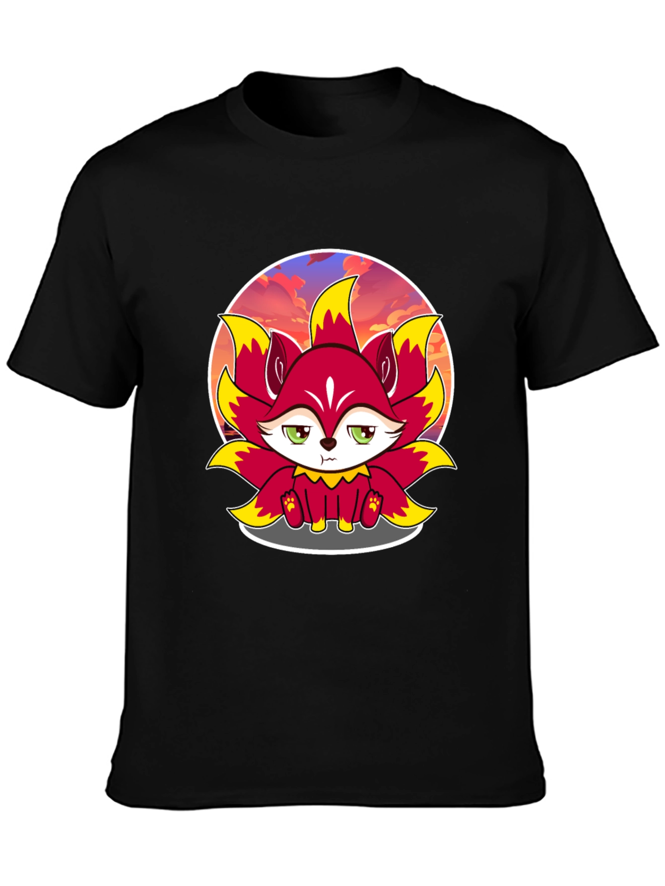 Cartoon Fox Graphic Tee - Black T-Shirt
