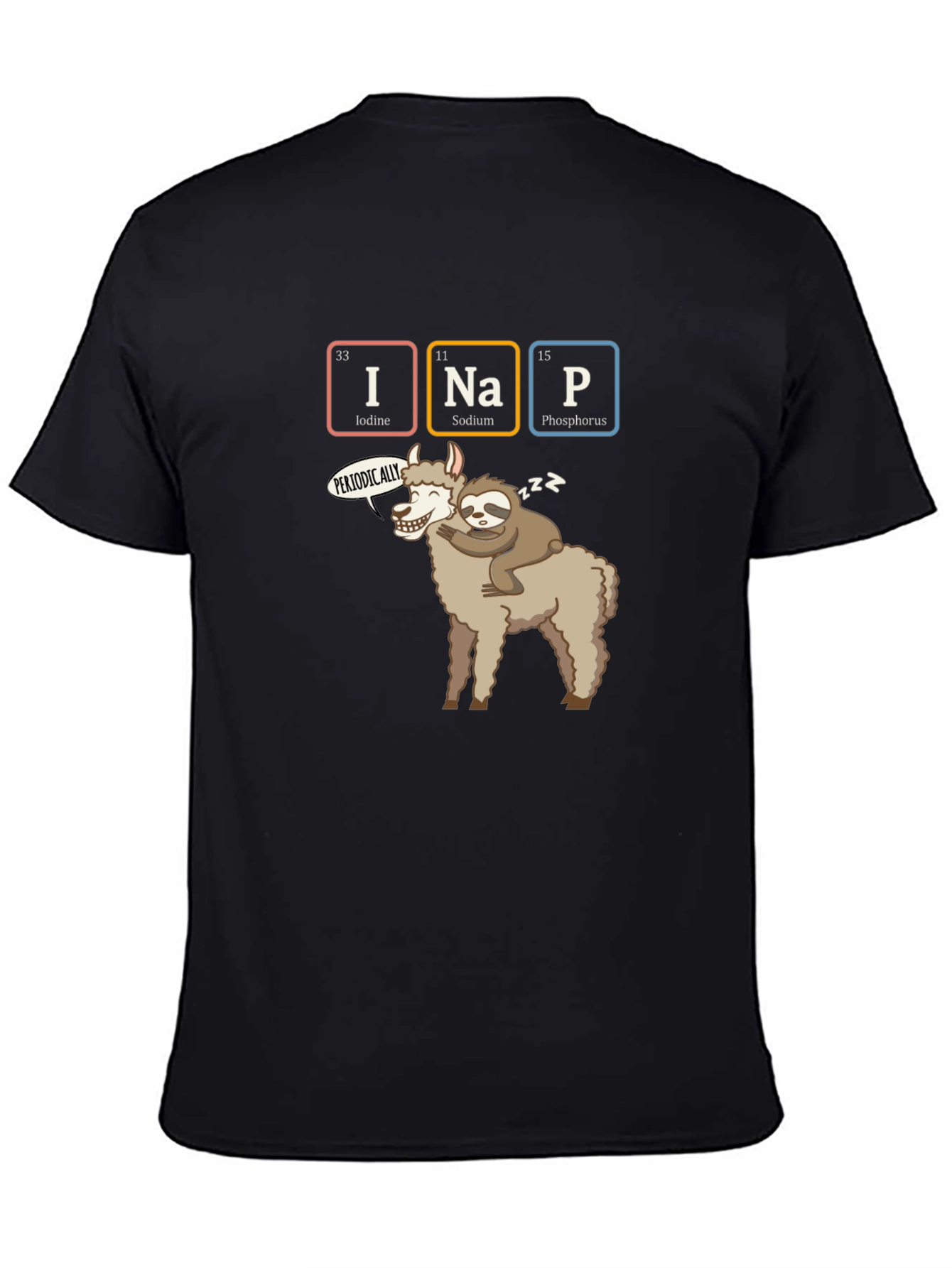 I Nap Periodically T-Shirt Funny Chemistry Sloth Llama Tee