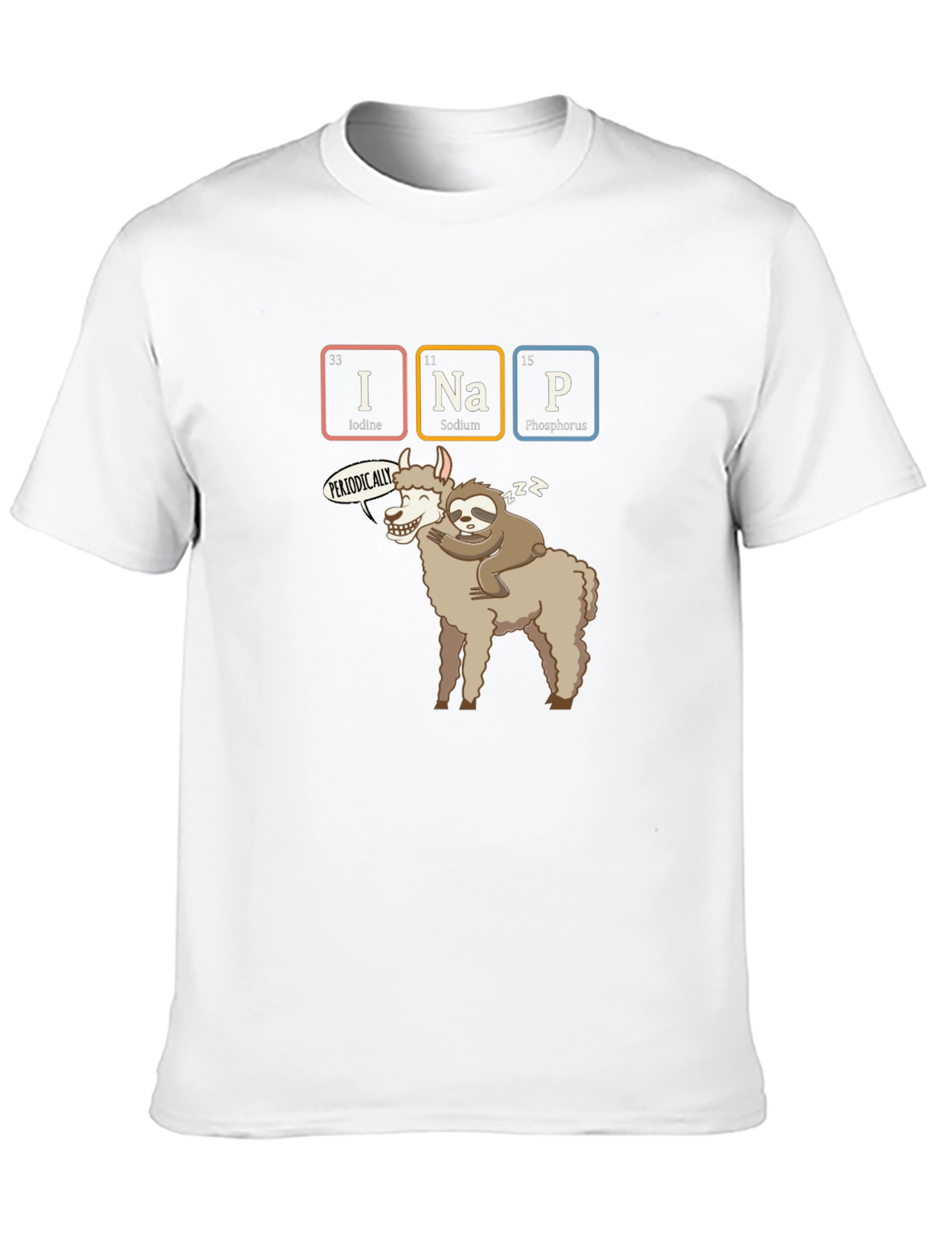 I Nap Periodically T-Shirt Funny Chemistry Sloth Llama Tee
