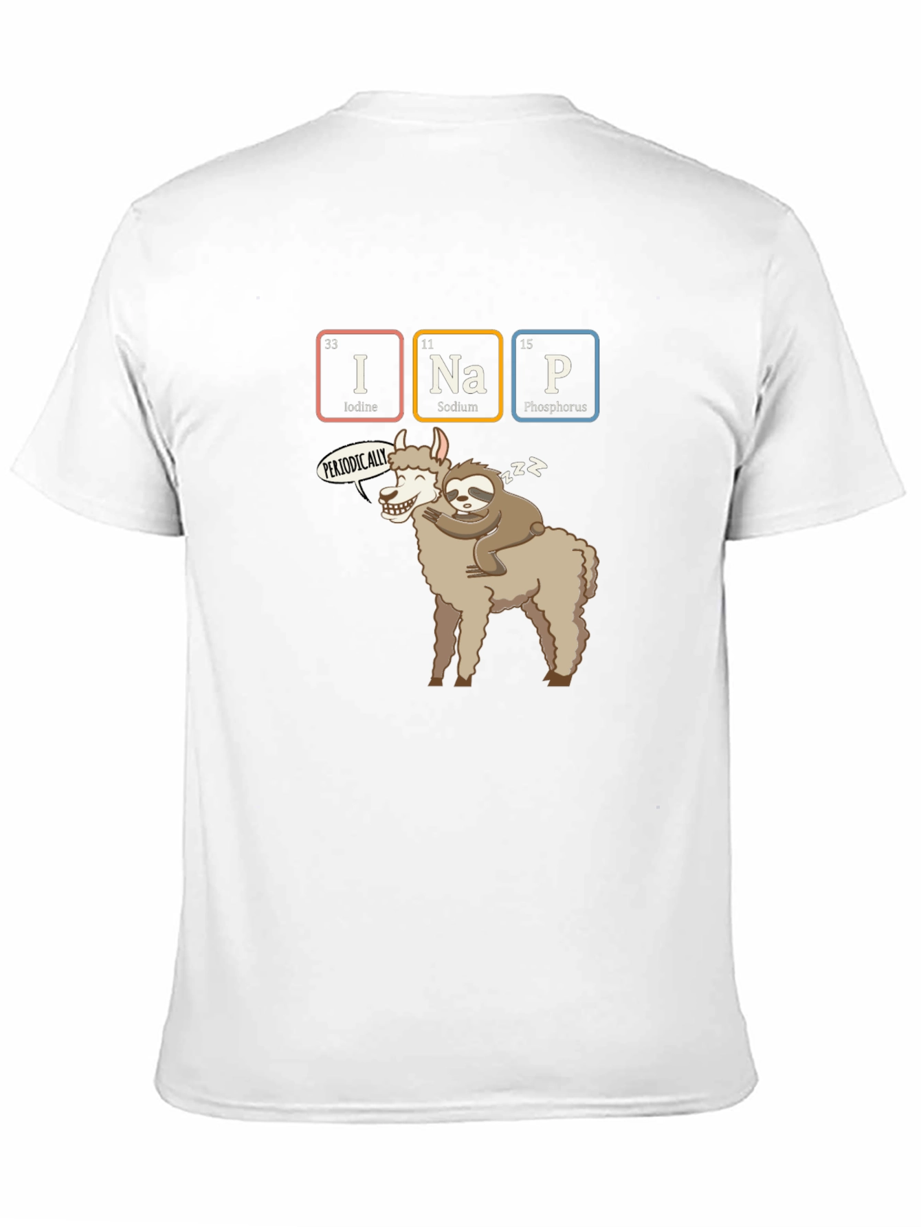 I Nap Periodically T-Shirt Funny Chemistry Sloth Llama Tee