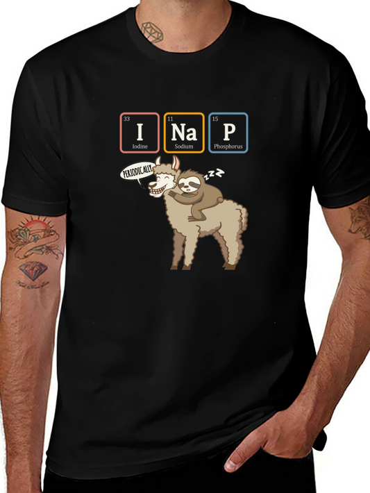 I Nap Periodically T-Shirt Funny Chemistry Sloth Llama Tee