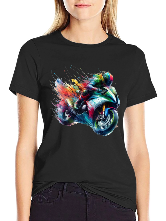 Colorful Motorcycle Graphic T-Shirt