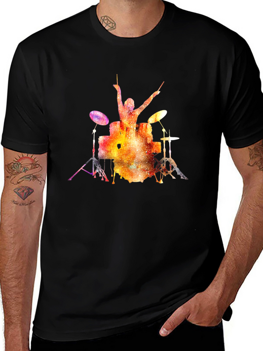 Watercolor Drummer T-Shirt - Music Lover Tee