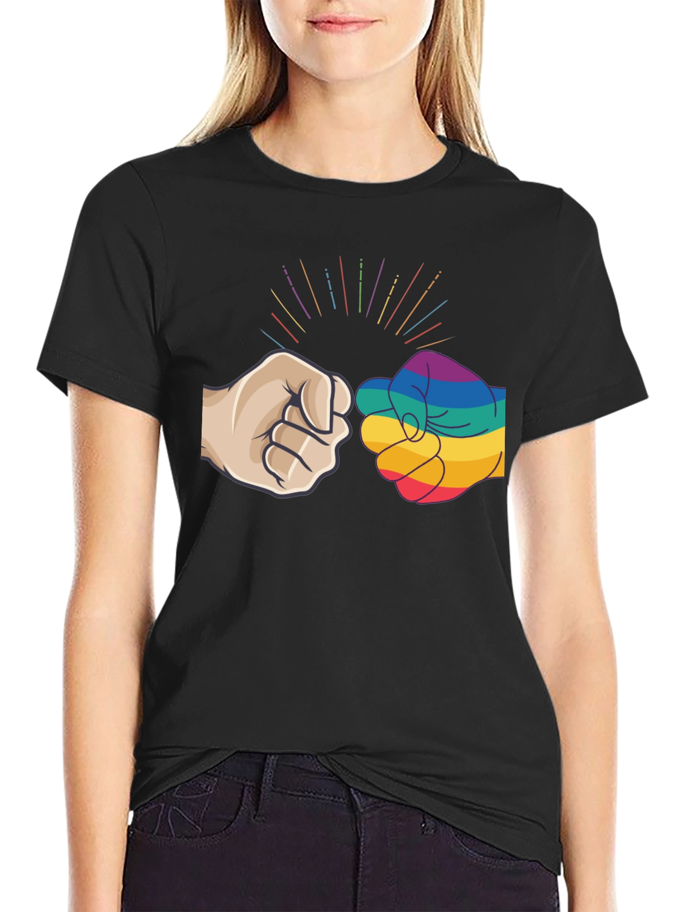 LGBT Pride Fist Bump Graphic Tee - Black